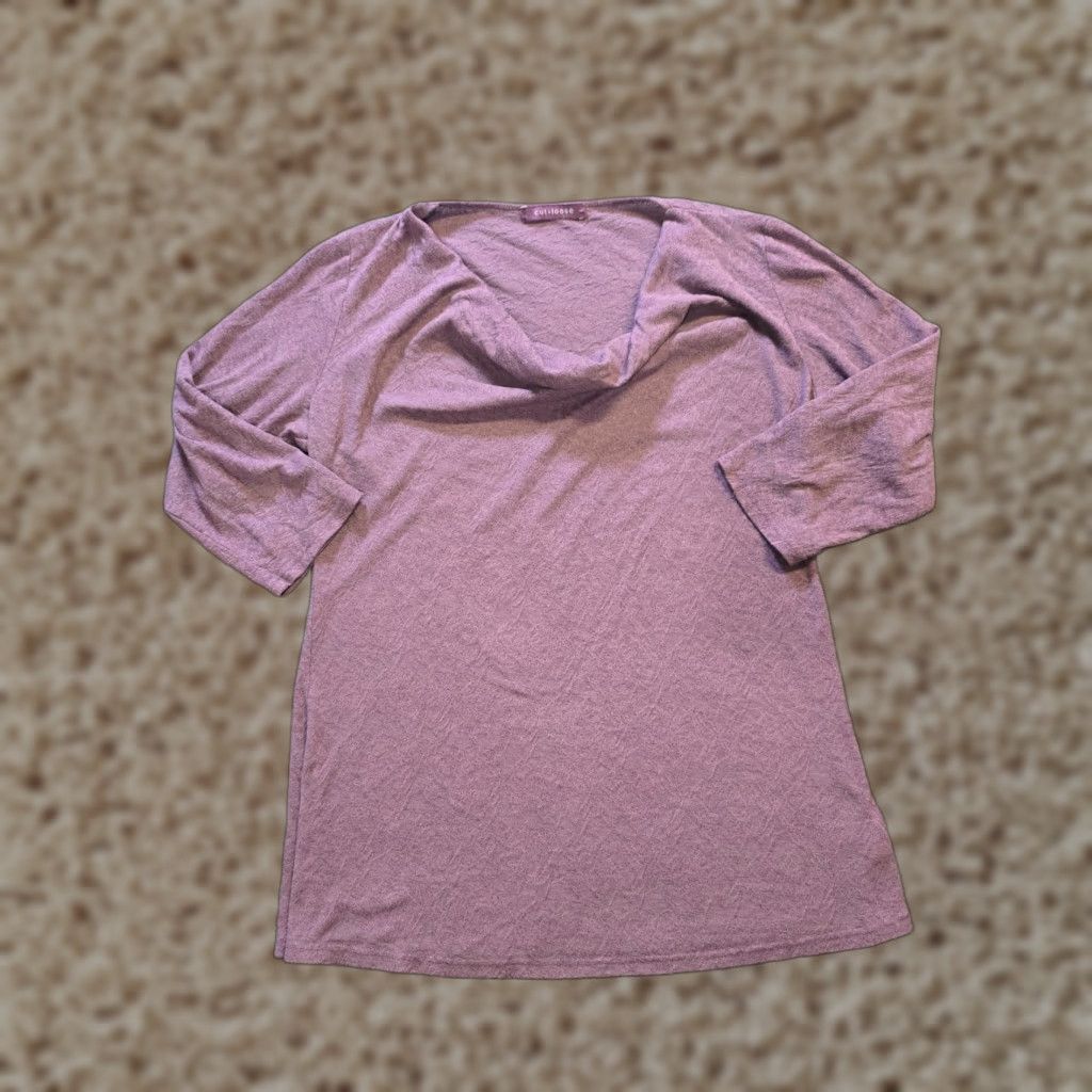 Vintage Cut Loose Top Womens Large Purple Embossed Textured Cowl Neck 3/4 Sleeve Casual Shirt + Blouse - Regular Pink? Size L / US 10 / IT 46 - 1 Thumbnail