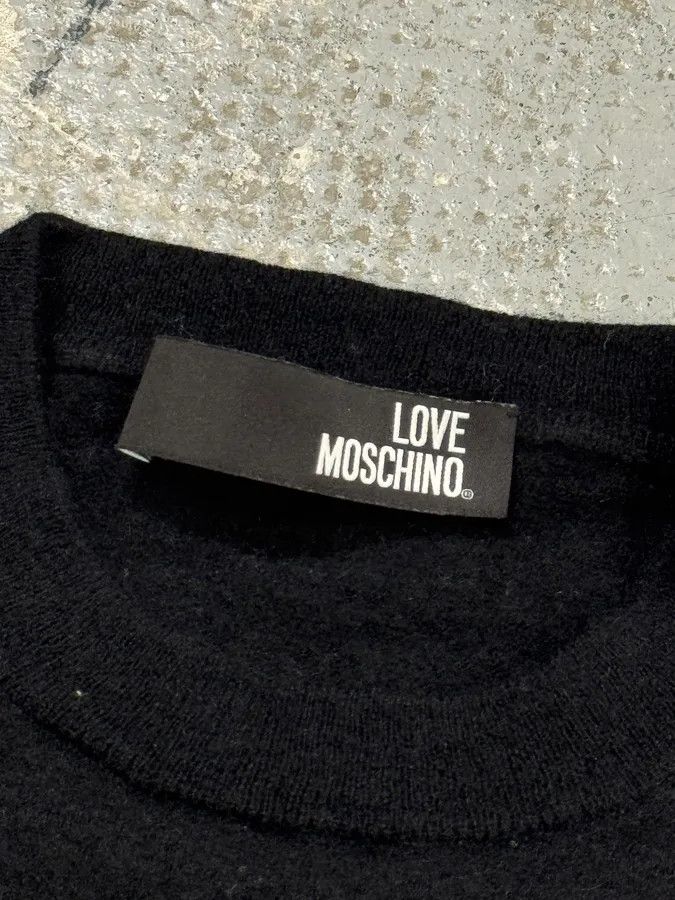 Designer × Moschino × Vintage Moschino Love Pin Black Wool Sweater Size XS / US 0-2 / IT 36-38 - 3 Thumbnail