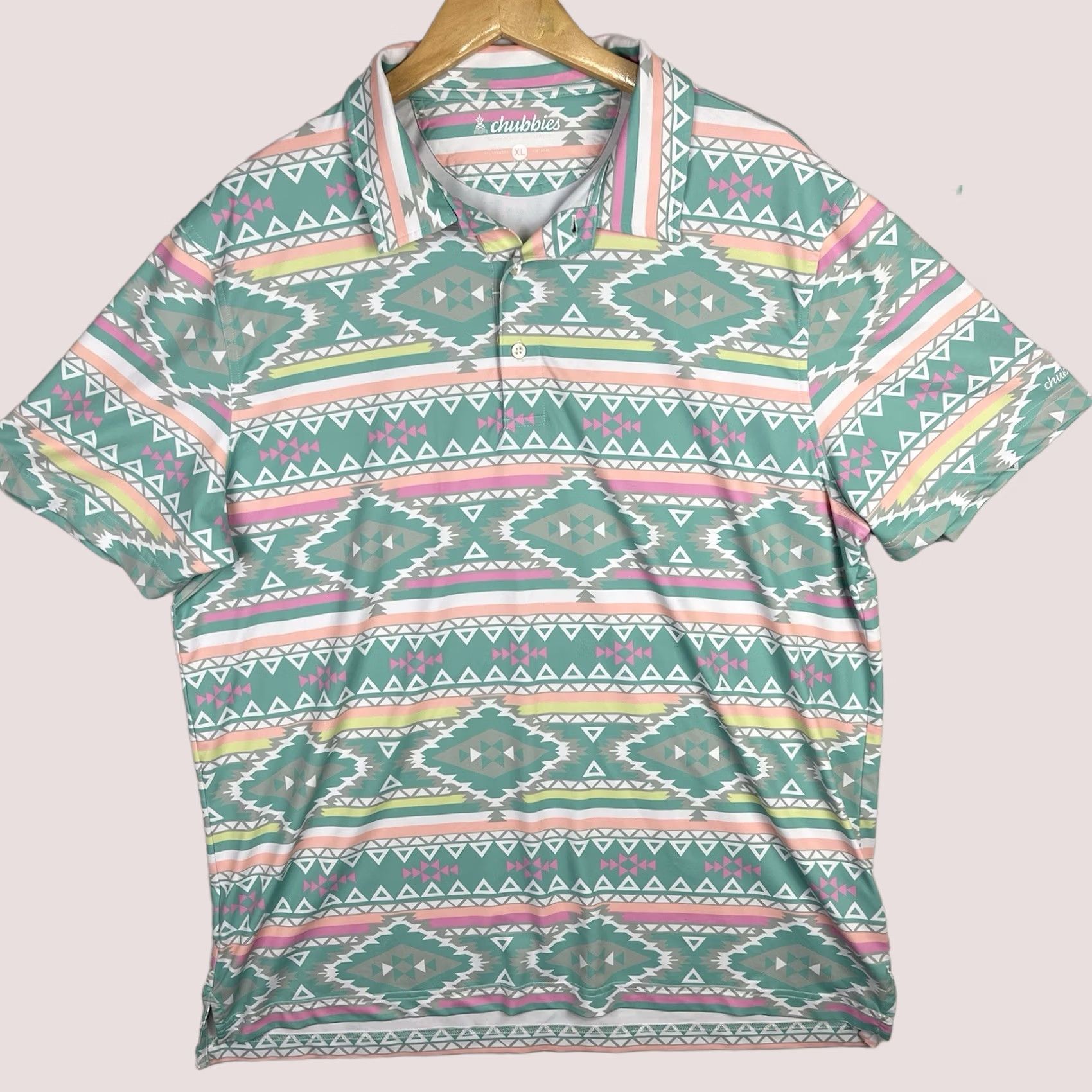 Chubbies Chubbies Polo Shirt Mens XL Green Short Sleeve The Tropical Taffy Performance Size US XL / EU 56 / 4 - 1 Thumbnail