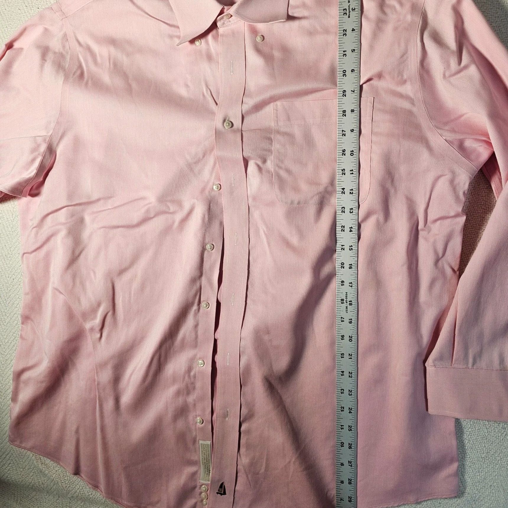 Nordstrom Dress Shirt Men 17.5 34 Button-Down SmartCare Wrinkle-Free Pink  Long Sleeve Adult 17.5