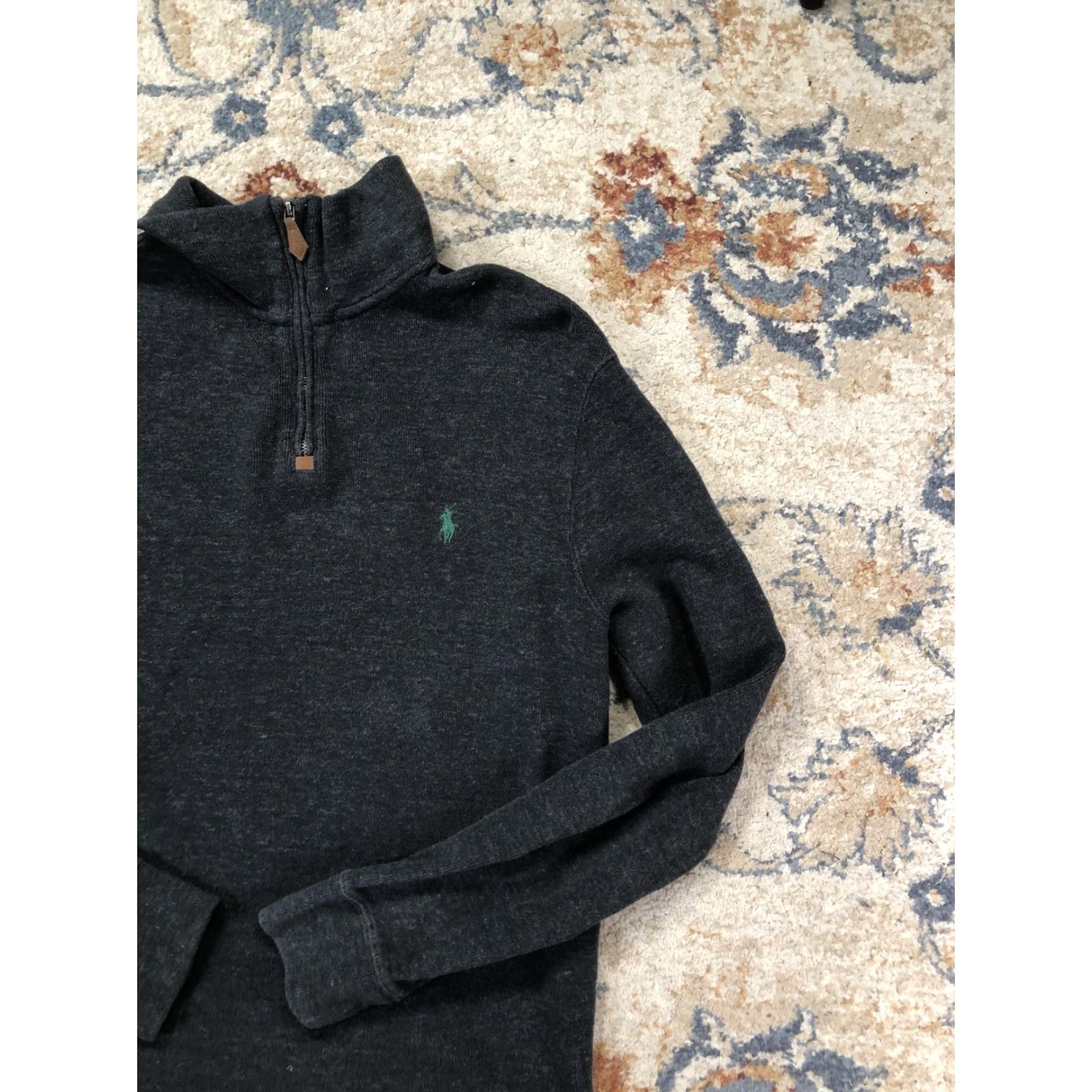 Polo Ralph Lauren Polo Ralph Lauren Sweater Mens Medium Gray Quarter Zip Mock Neck Pullover Knit Size US M / EU 48-50 / 2 - 4 Thumbnail