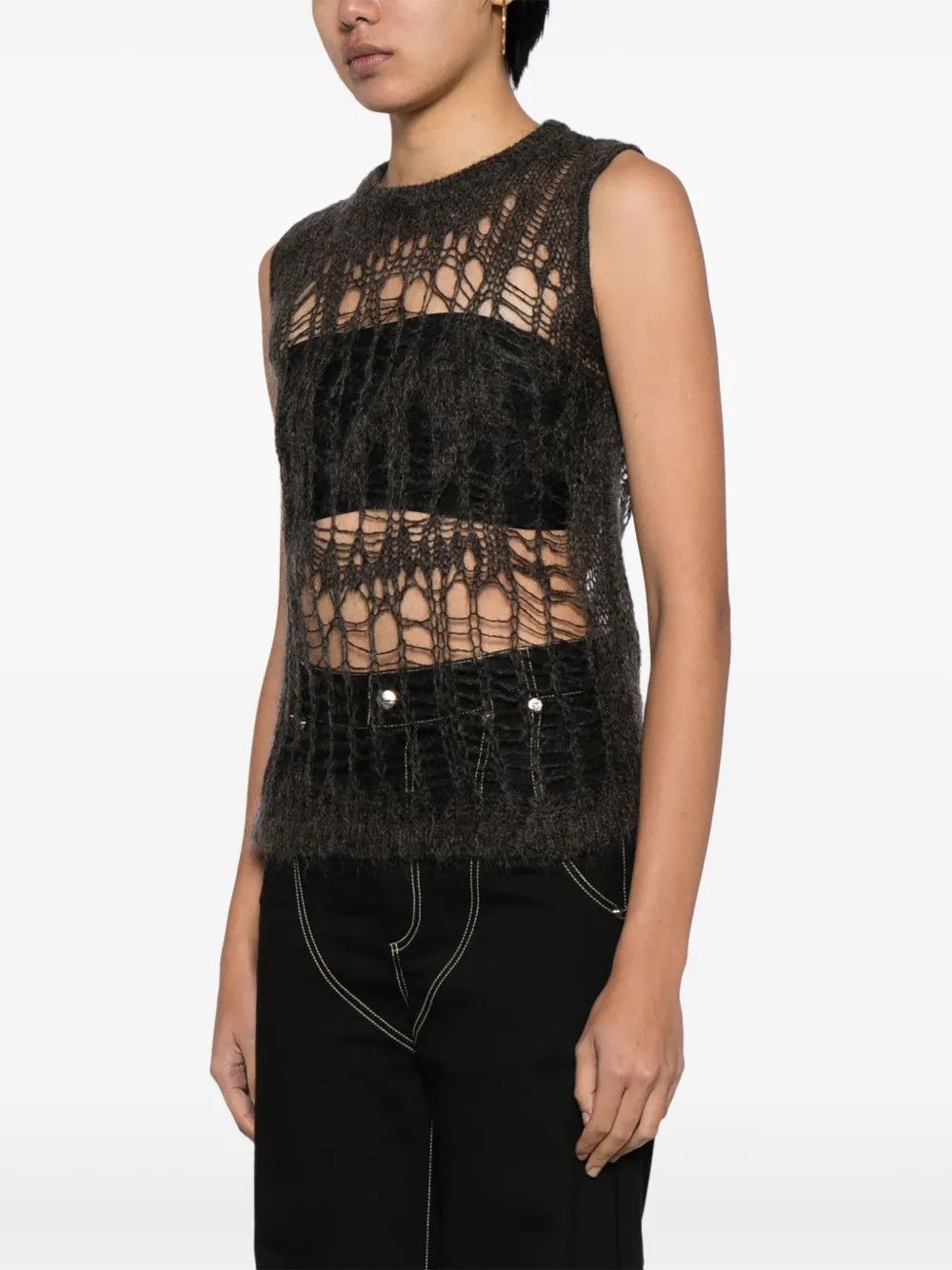 Rick Owens o1y0126 Sleeveless Sweater in Dark Gray Size XS / US 0-2 / IT 36-38 - 3 Thumbnail