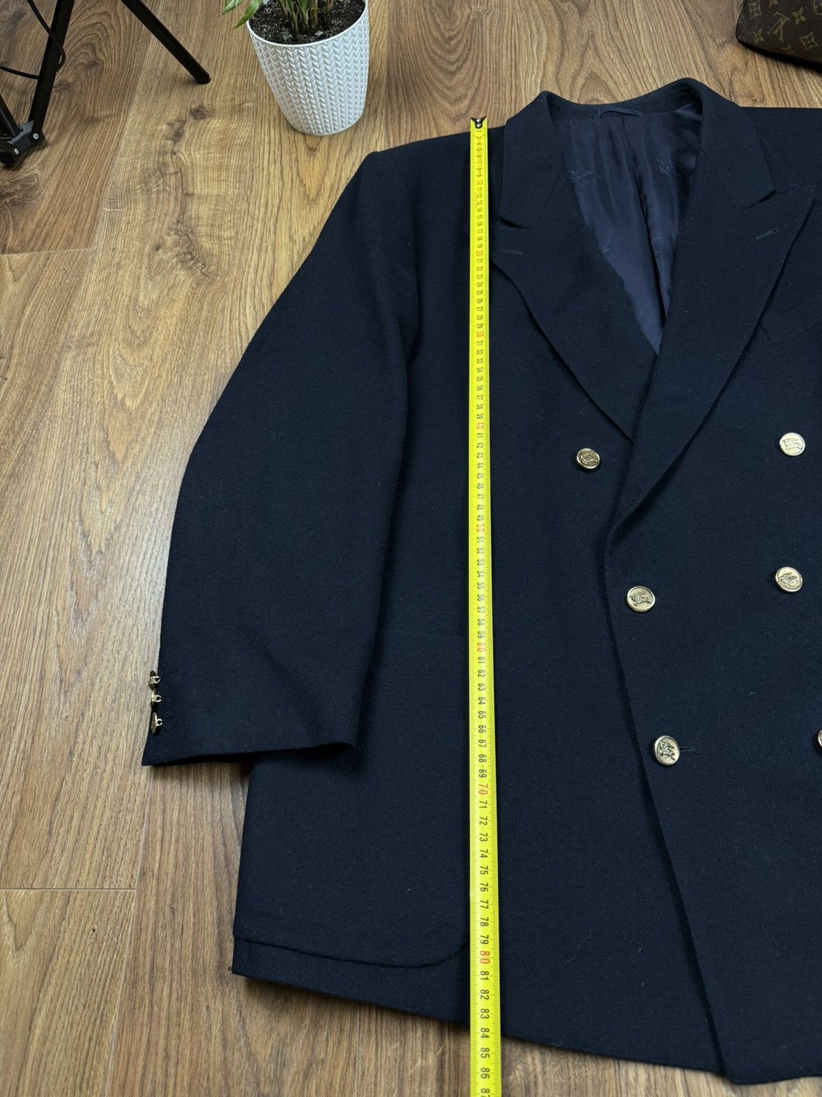 Burberry Vintage wool navy blazer Burberry original luxury item Size 54L - 6 Thumbnail