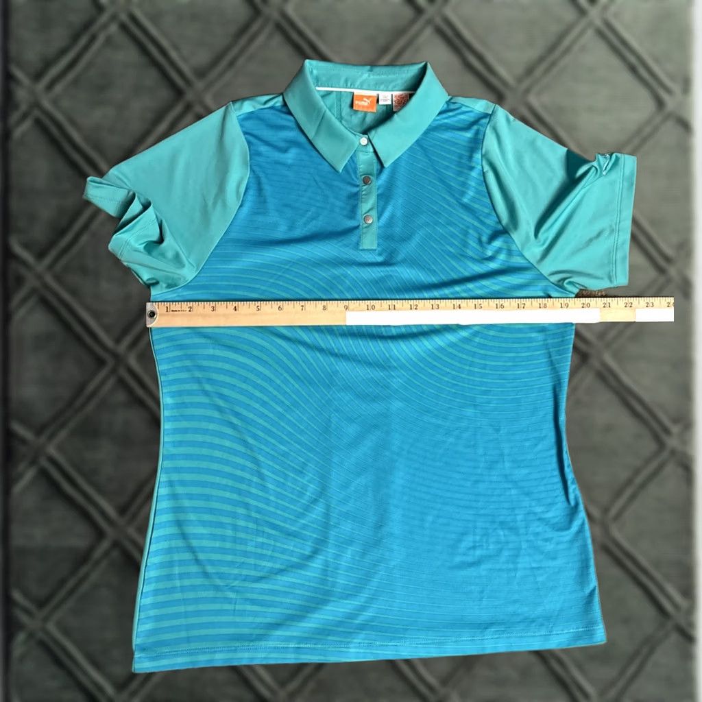 Puma Puma CoolCELL Polo Shirt Womens L Green Teal Snap Golf Performance Top 539 Size L / US 10 / IT 46 - 1 Thumbnail