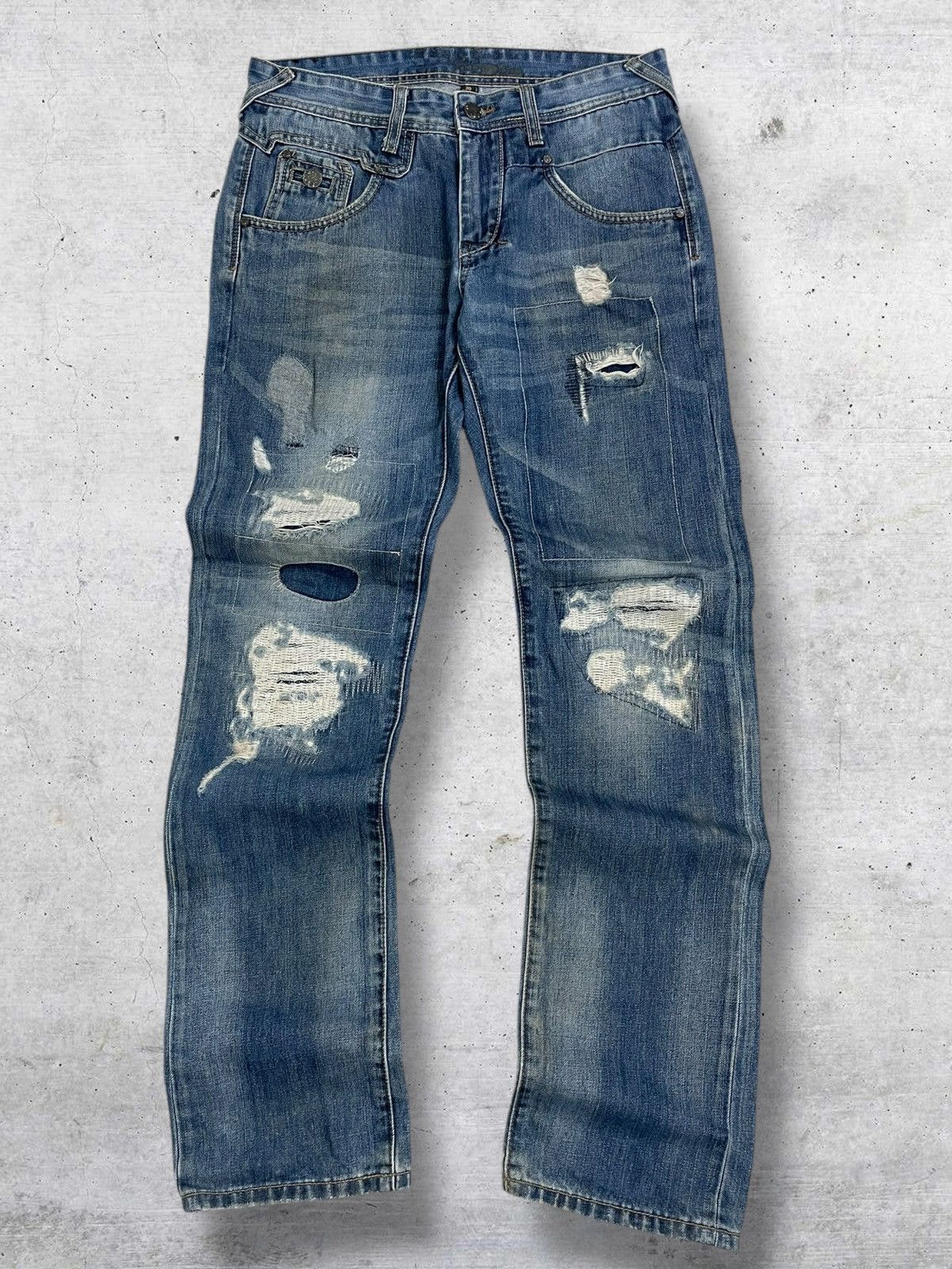 Japanese Brand VINTAGE 1990S DESIGNER SAMUEL&KEVIN DISTRESSEE RIPPED DENIM Size US 31 - 1 Thumbnail
