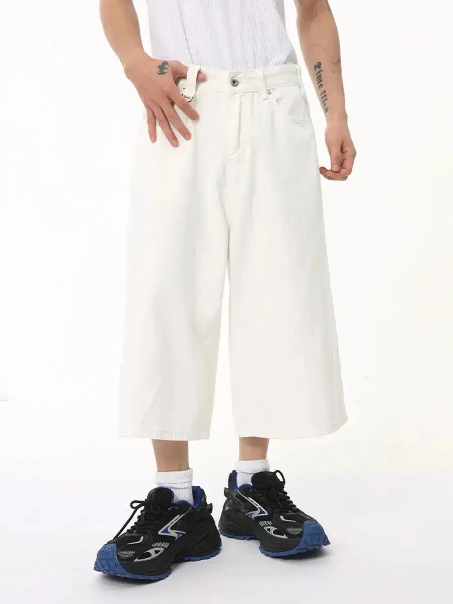 Japanese Brand Wide leg loose solid color denim shorts Size US 32 / EU 48 - 1 Thumbnail