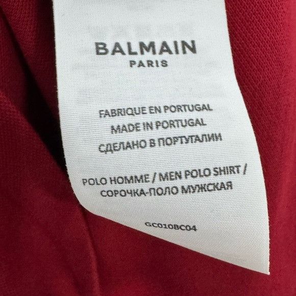 Balmain Balmain Pique Cotton Bulky Logo Polo Shirt Red Men’s Large Size US L / EU 52-54 / 3 - 5 Thumbnail