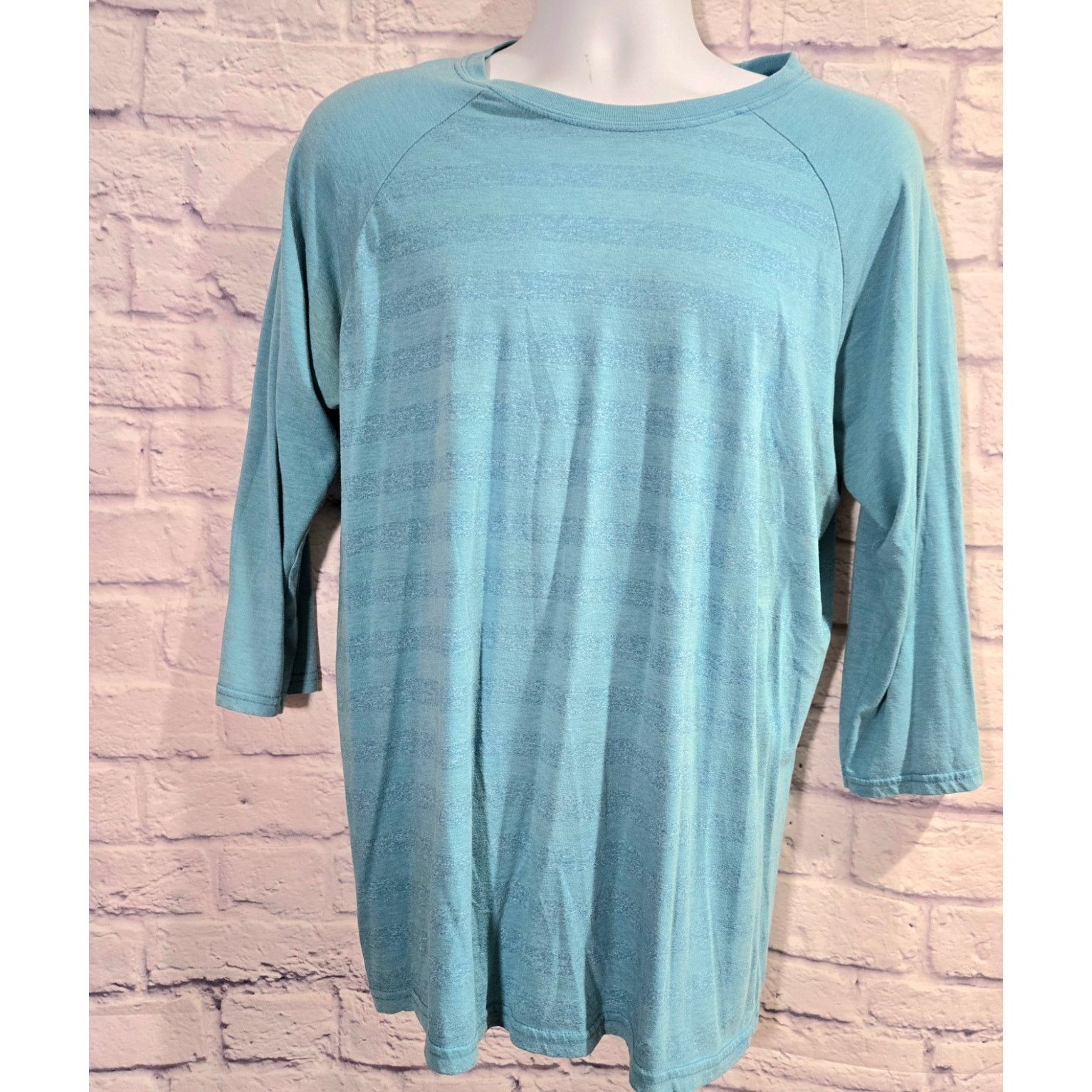 Other Light Blue Striped 3/4 Sleeves Crew Neck Men's Shirt Large Size US L / EU 52-54 / 3 - 1 Thumbnail