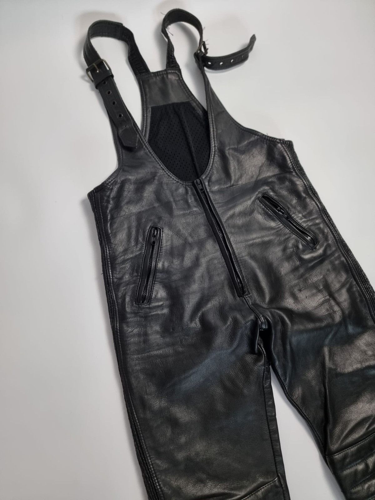 Vintage leather suspender pants S/M black mens womens Size 30" / US 8 / IT 44 - 5 Thumbnail