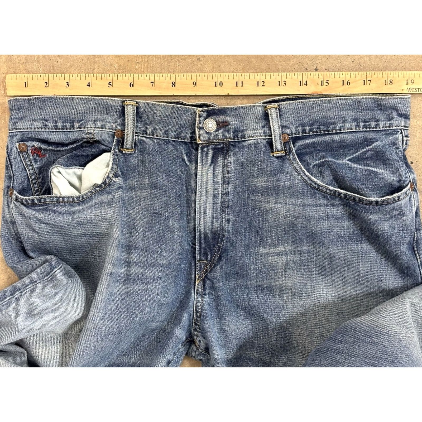 Polo Ralph Lauren Polo Ralph Lauren Jeans Mens 36x32 Blue Straight Fit Zip Fly Denim 5-Pocket Regular Waist 38 Inseam 31-32 Vintage No Size US M / EU 48-50 / 2 - 6 Thumbnail