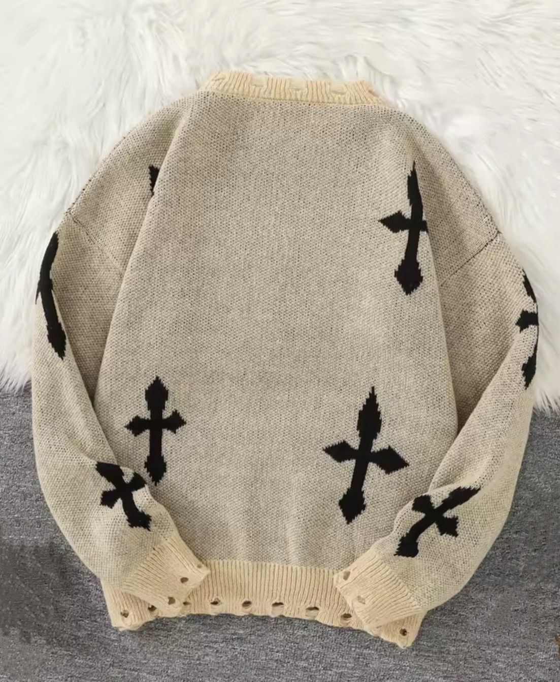 Japanese Brand Abstract Starry Sky Cross Sweater Jacquard Knit Sweatshirt Size US XL / EU 56 / 4 - 2 Thumbnail