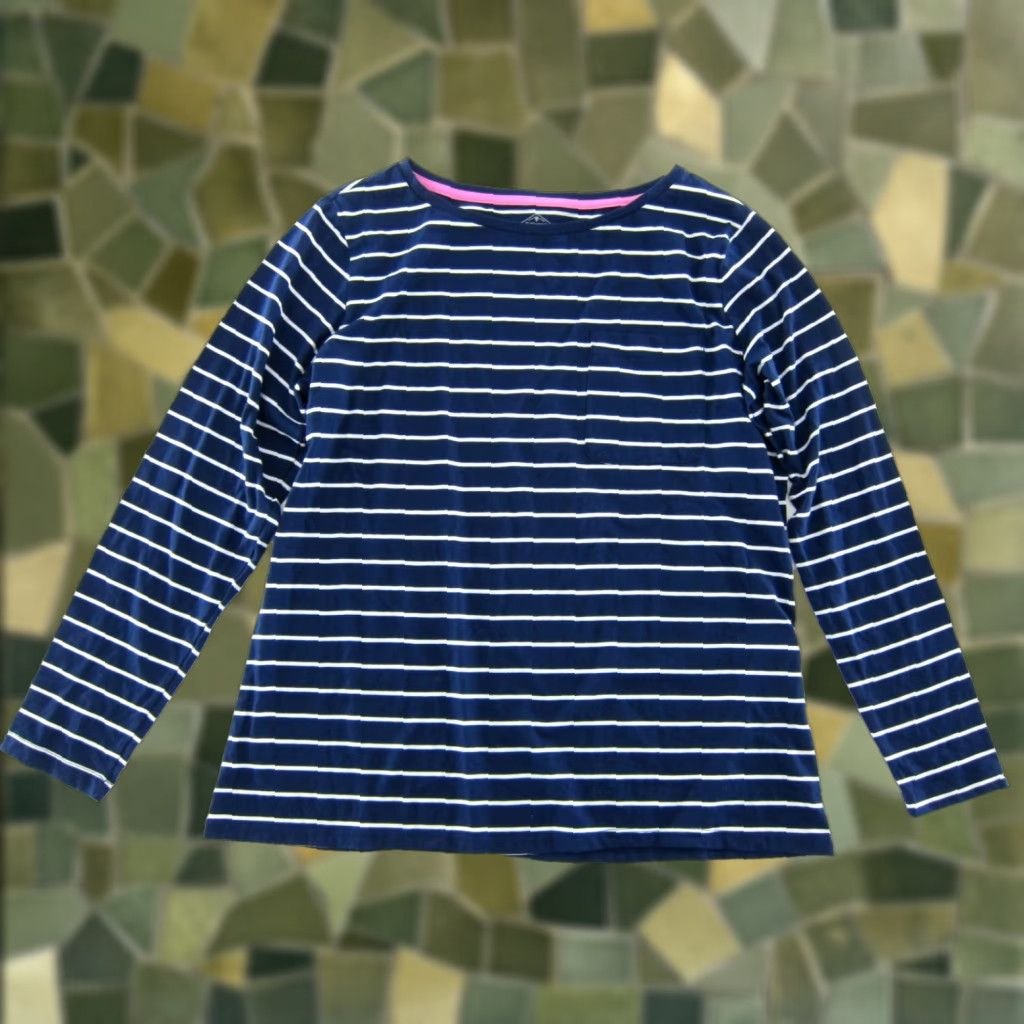 Vintage NWT St. John's Bay Shirt Women XL Tall Navy Blue White Stripe Cotton Long Sleeve Size XL / US 12-14 / IT 48-50 - 1 Thumbnail