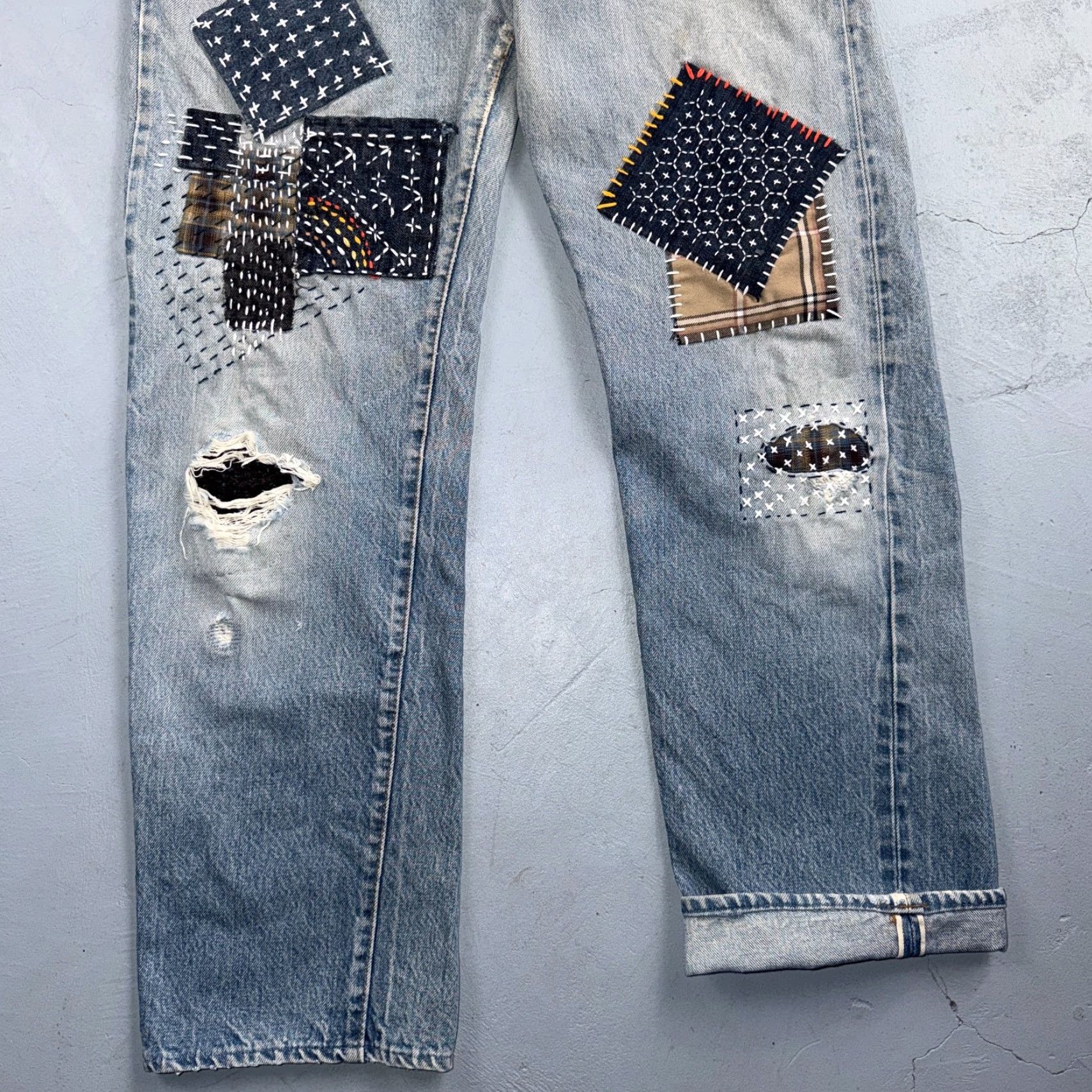 Levi's Levis 501 Vintage 80s Redline Selvedge Jeans Light Wash 34x32 30x? USA XX Button Fly Men Regular Denim Cotton Size US 34 / EU 50 - 3 Thumbnail