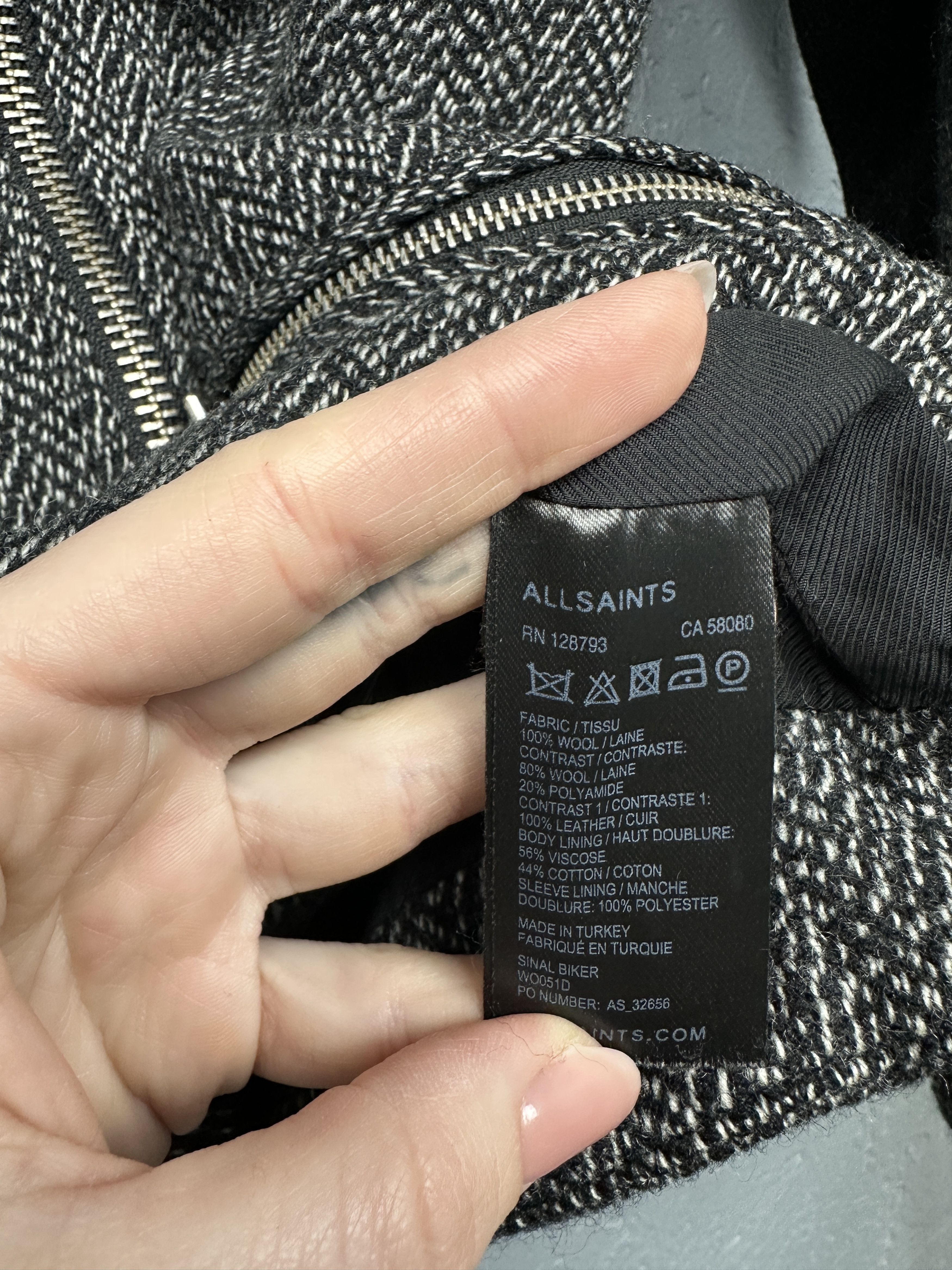 Allsaints Allsaints Womens Sinal Biker Check Wool Coat Jacket Size L / US 10 / IT 46 - 4 Thumbnail
