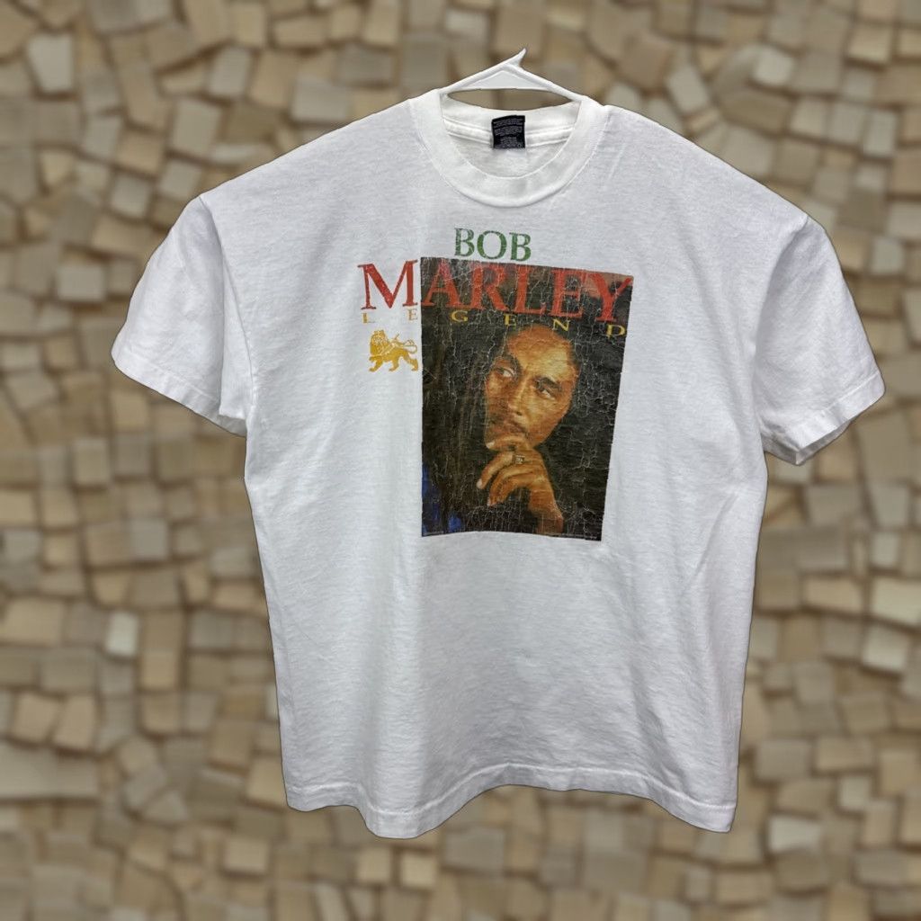 Vintage VINTAGE Bob Marley Music INC LEGEND REGGAE T Shirt Portrait Graphic XL White Unisex 1990s Short Sleeve Cotton Screen Stars Graphic Tee Size US XL / EU 56 / 4 - 1 Thumbnail