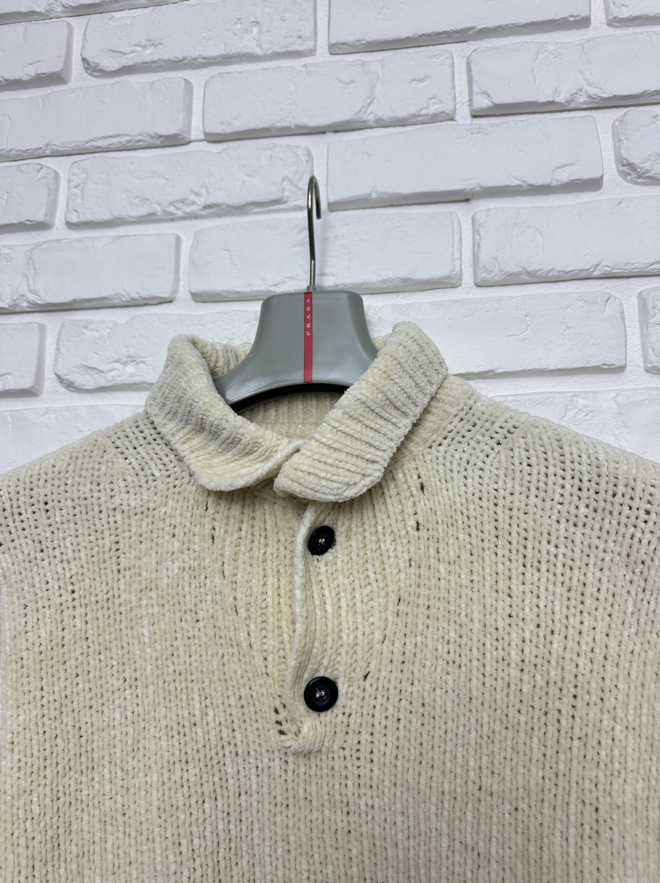 Stone Island 90s Stone Island 1998 Chenille Knit Pullover Cream Sweater L Size US L / EU 52-54 / 3 - 4 Thumbnail