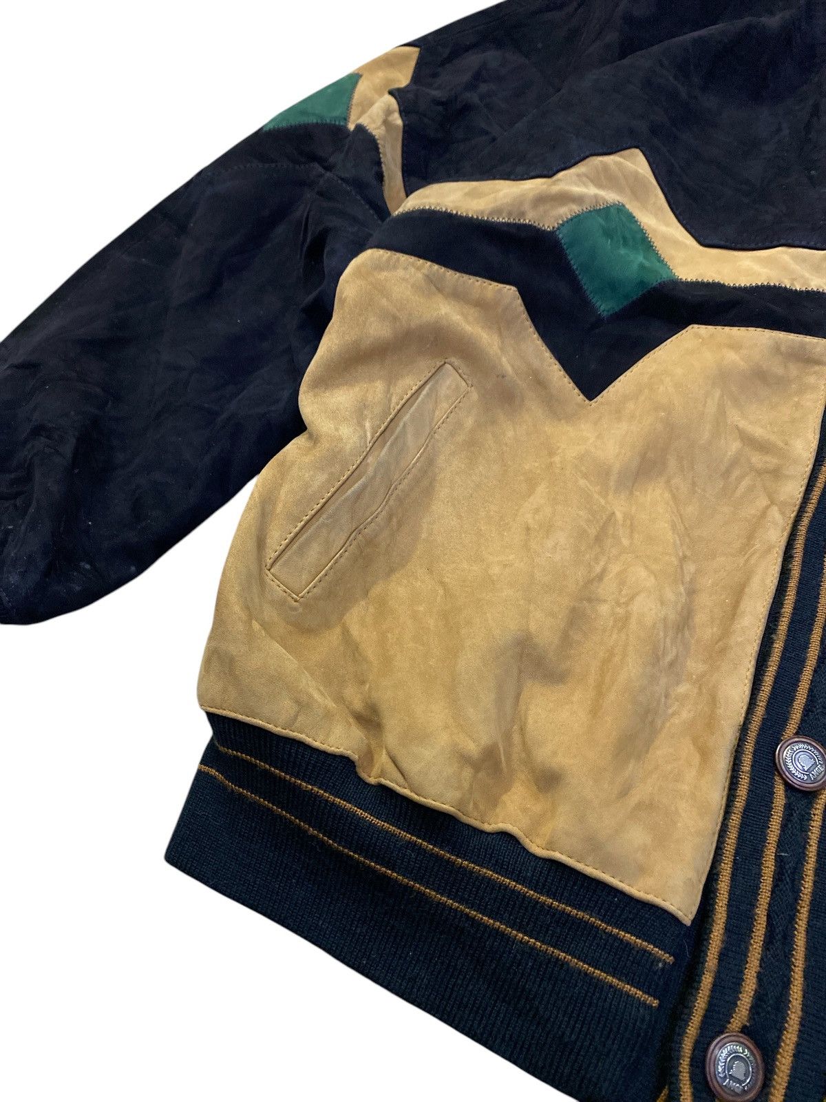 Genuine Leather × Vintage Rare Vintage AMGE Leather Jacket Cardigan Size US L / EU 52-54 / 3 - 5 Thumbnail