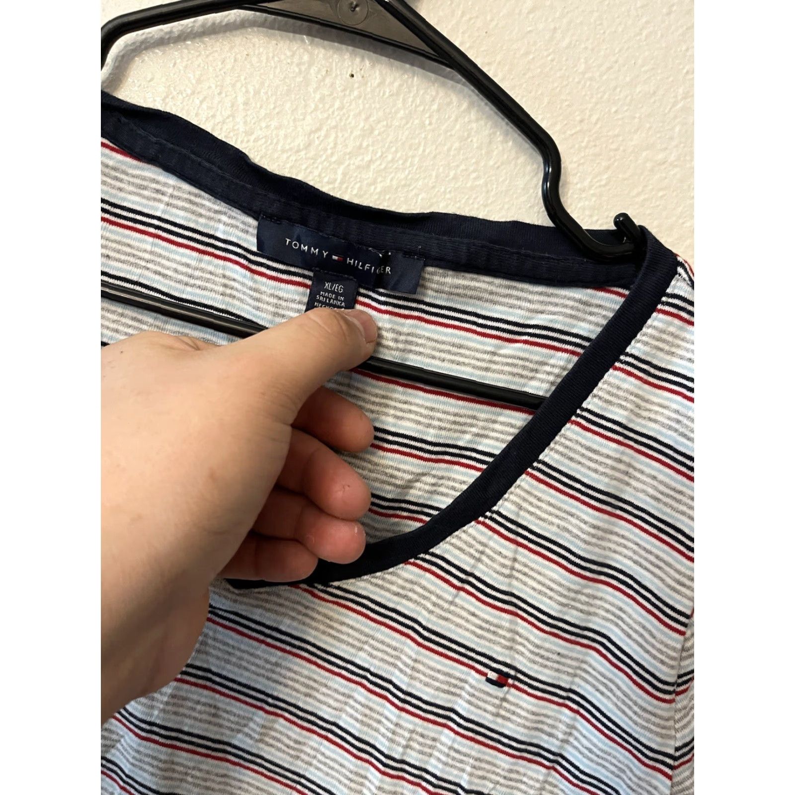 Tommy Hilfiger Womens Tommy Hilfiger V-neck T-shirt XL Multicolor Striped Size XL / US 12-14 / IT 48-50 - 3 Thumbnail