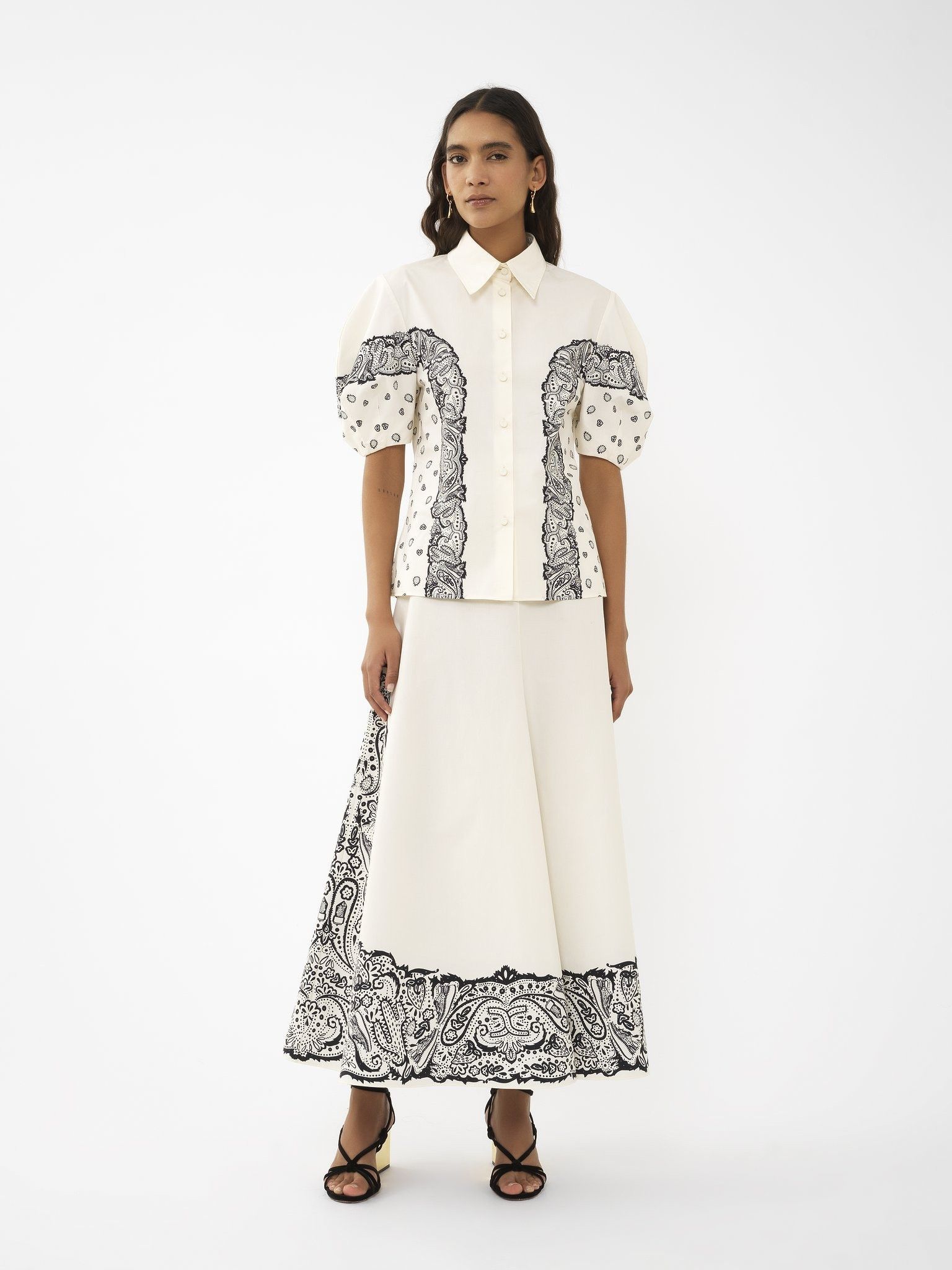 Chloe o1y0825 Patterned Shirt in Ivory/Black Size S / US 4 / IT 40 - 5 Thumbnail