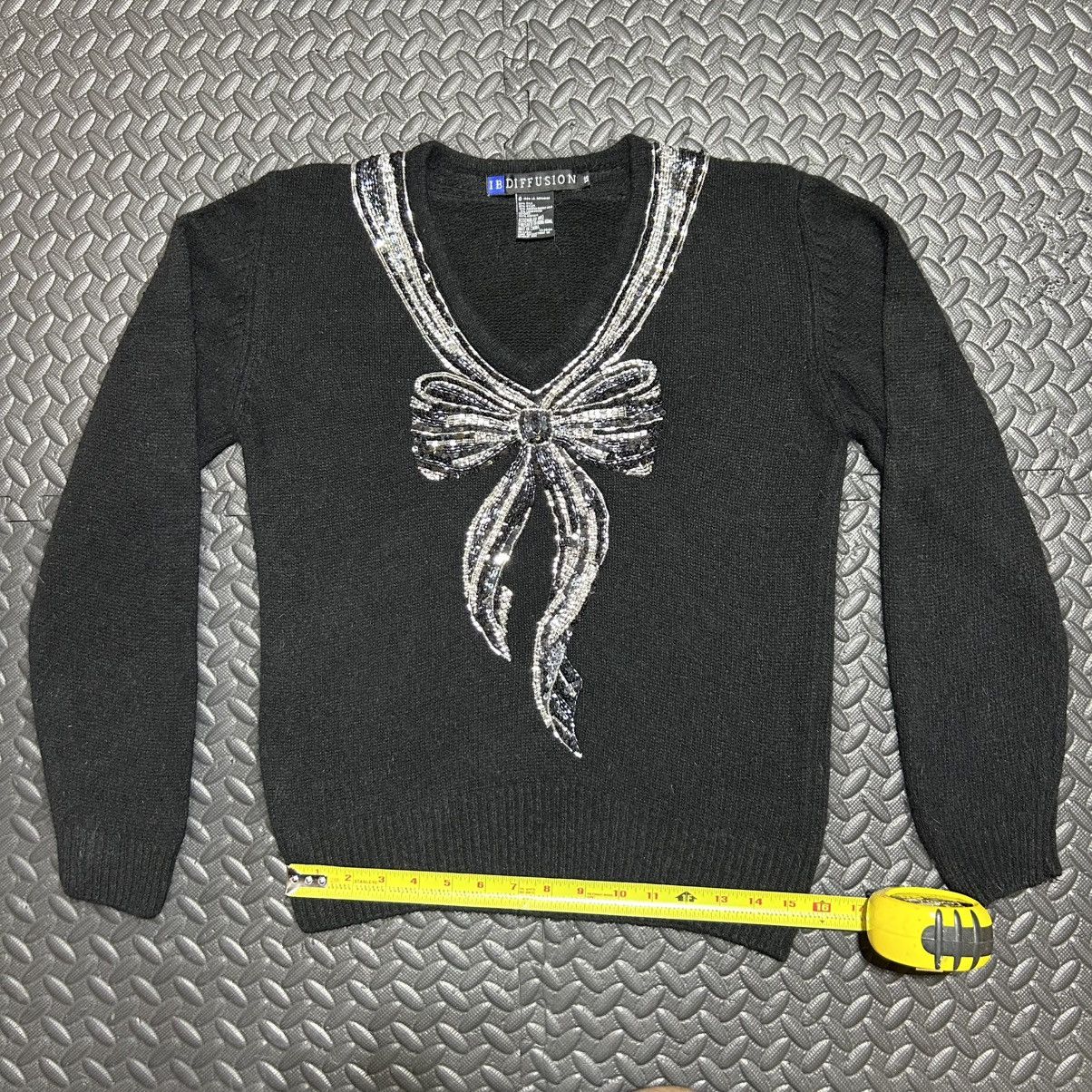 Other Vintage IB Diffusion Sweater Beaded Sequin Silk Bow 90s XS Size XS / US 0-2 / IT 36-38 - 7 Thumbnail