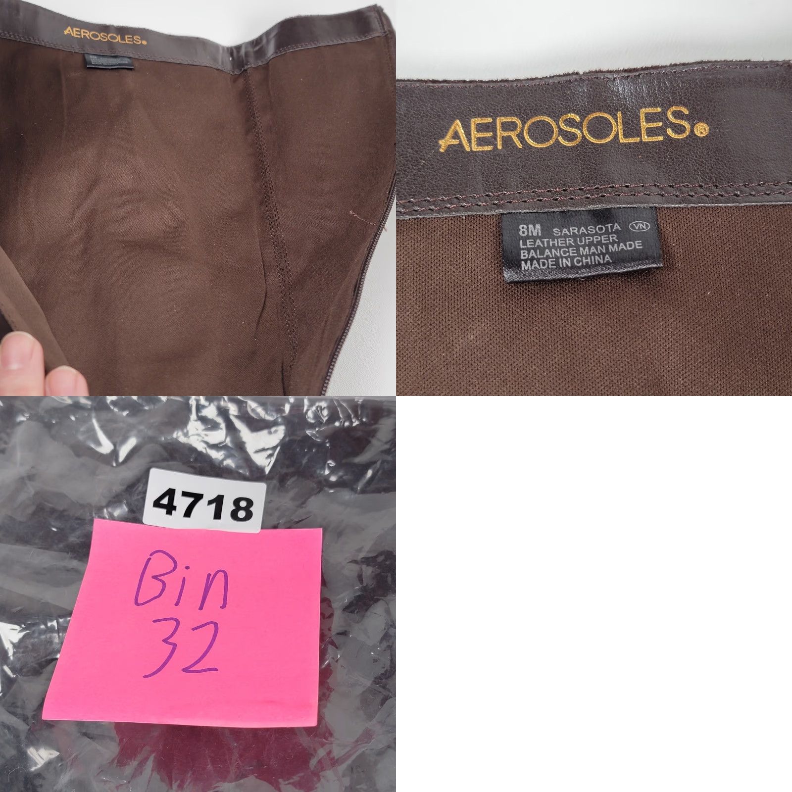 Vintage Aerosoles Boots Knee High Brown Smooth Wedge Zip Size 8 M Womens Size US 6 / IT 36 - 10 Thumbnail
