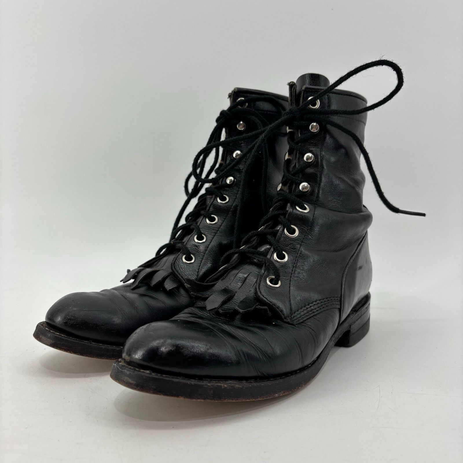 Justin Boots Justin Womens Size 5.5 Boots USA Black Leather Western Roper Size US 5.5 / IT 35.5 - 8 Thumbnail