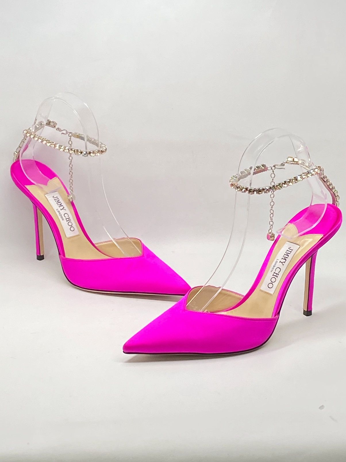 Jimmy Choo Jimmy Choo Saeda Satin Crystal Ankle-Strap Pumps size 39 Size US 9 / IT 39 - 8 Thumbnail