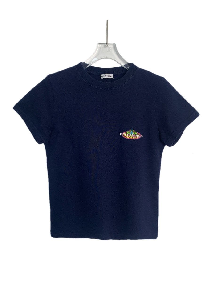 Balenciaga Balenciaga Parisienne navy blue t-shirt Size S / US 4 / IT 40 - 1 Thumbnail