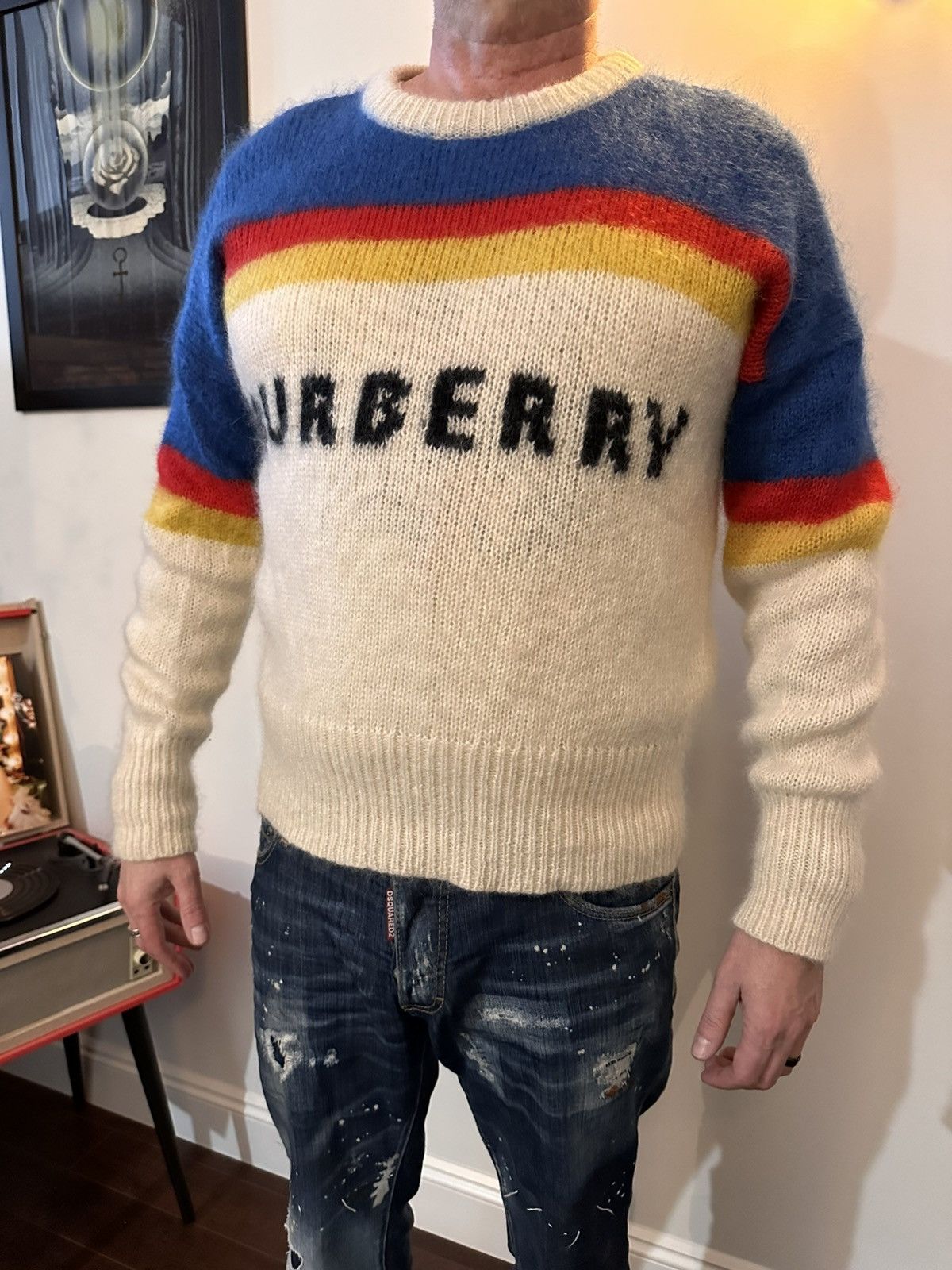 Burberry Burberry Mohair logo knit sweater Size US XL / EU 56 / 4 - 4 Thumbnail