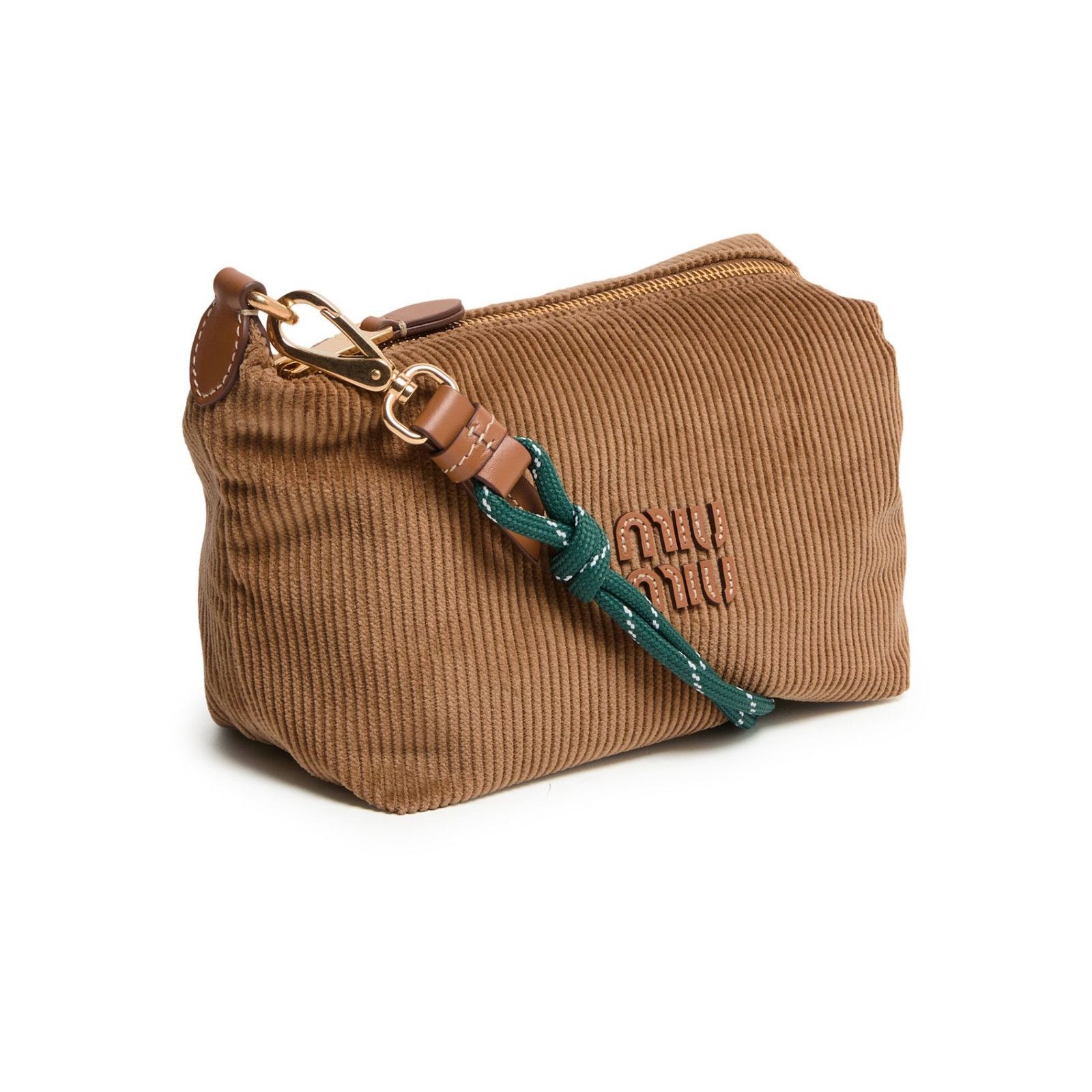 Miu Miu MIU MIU $1270 Cinnamon/Green Corduroy Pouch New & Authentic Size ONE SIZE - 2 Thumbnail