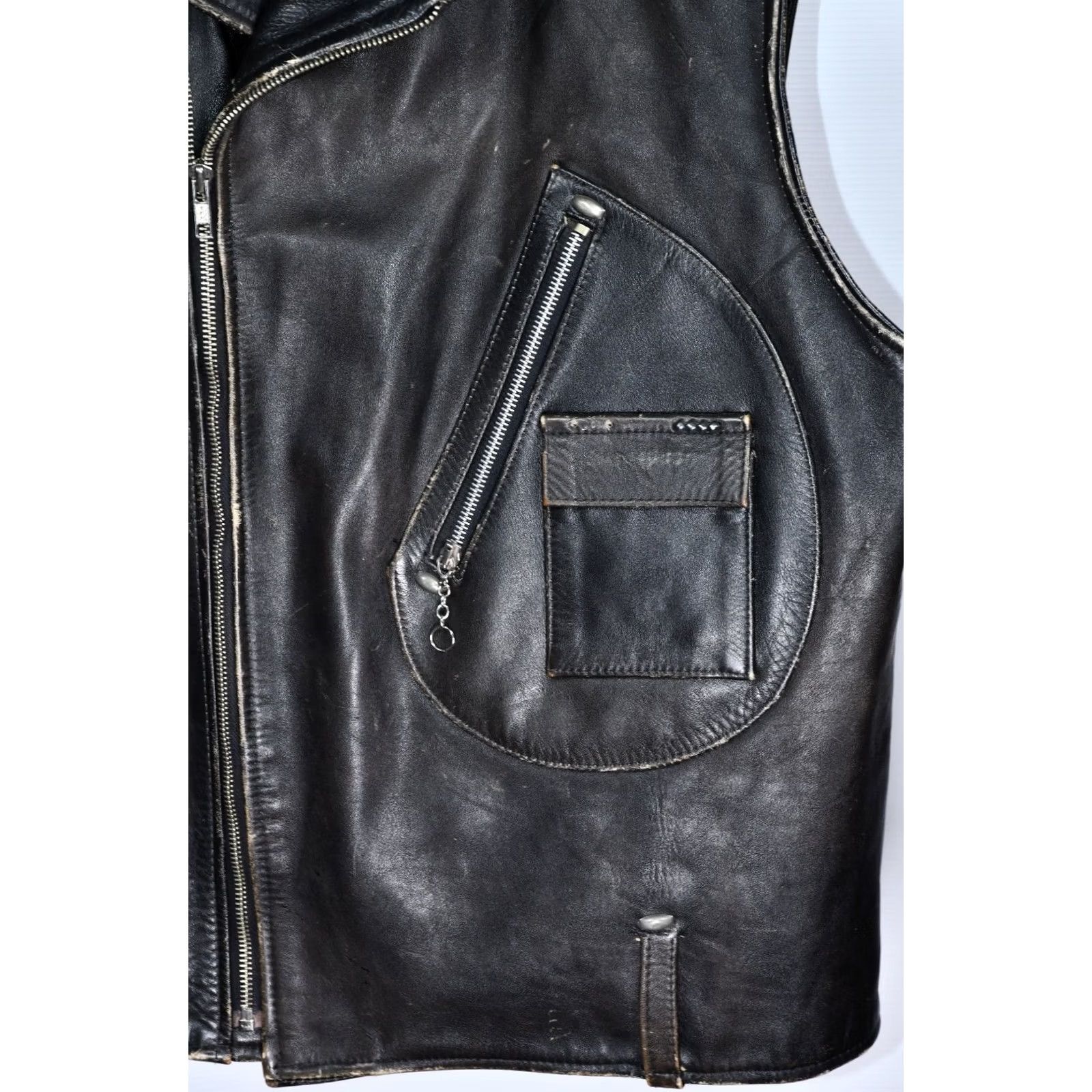 Lee VINTAGE LEE TREVOR Leather Vest Jacket Men's 2XL Black Leather Biker Vest Casual Shirt? Size US XXL / EU 58 / 5 - 5 Thumbnail