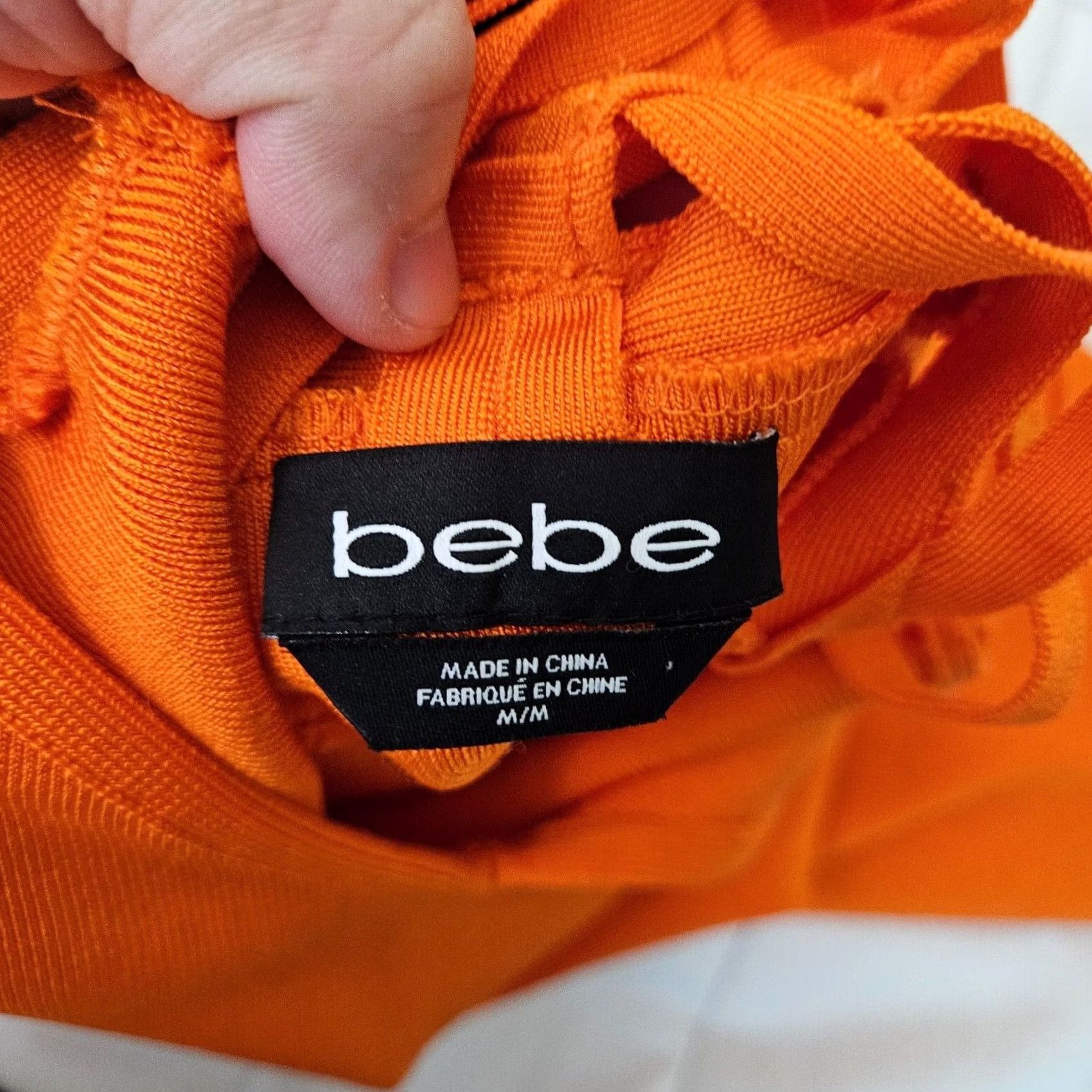 Bebe VINTAGE? No — Bebe Orange Knit Semi Open Back Bodycon Dress Women’s Size M NEW Size M / US 6-8 / IT 42-44 - 4 Thumbnail