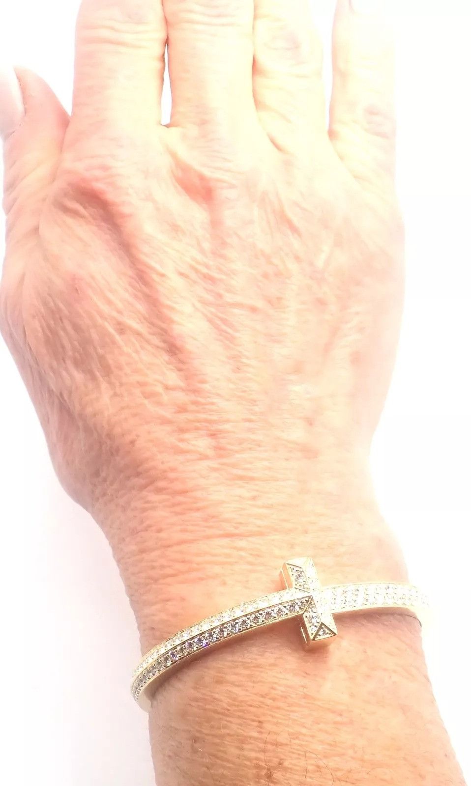 Tiffany & Co. Tiffany & Co 18k Yellow Gold Diamond T1 Wide Bangle Bracelet Size ONE SIZE - 4 Thumbnail