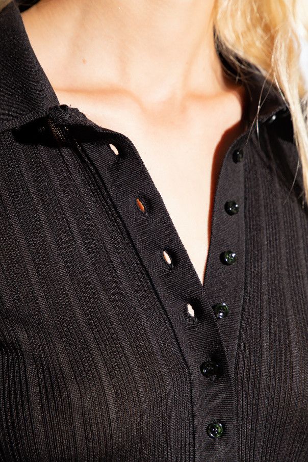 Saint Laurent Paris o1s1wg111124 Knitted Shirt in Ribbed Silk in Black Size XL / US 12-14 / IT 48-50 - 5 Thumbnail