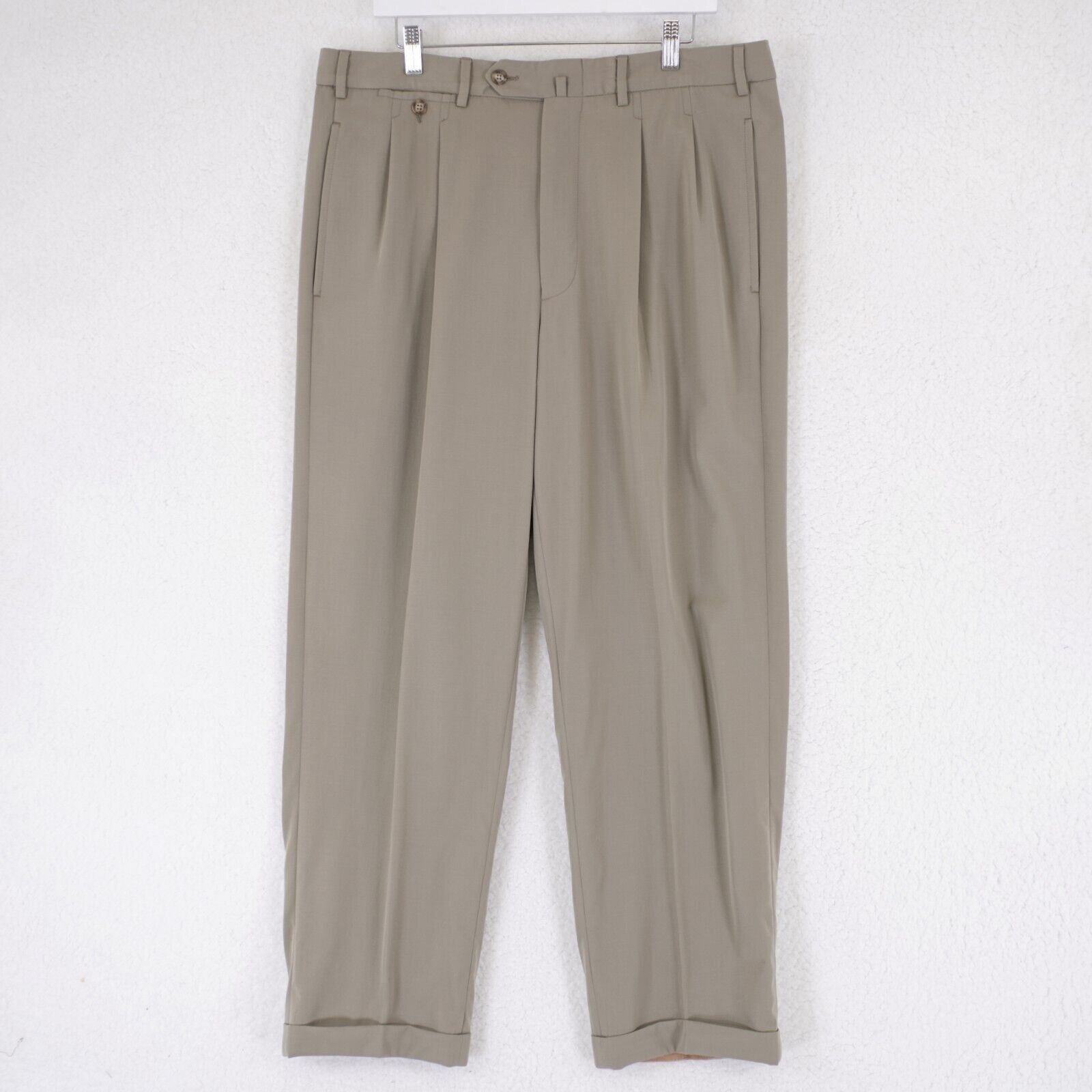 Faconnable Faconnable Super 100s Wool Light Green Dress Pants 37/29 Hig Size 36R - 1 Thumbnail