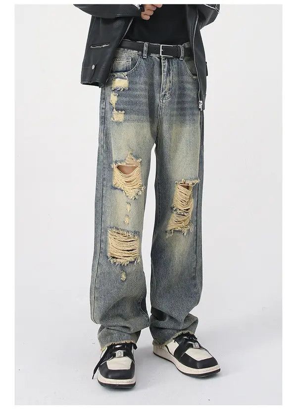 Japanese Brand Vintage distressed washed high street loose ripped jeans Size US 32 / EU 48 - 2 Thumbnail