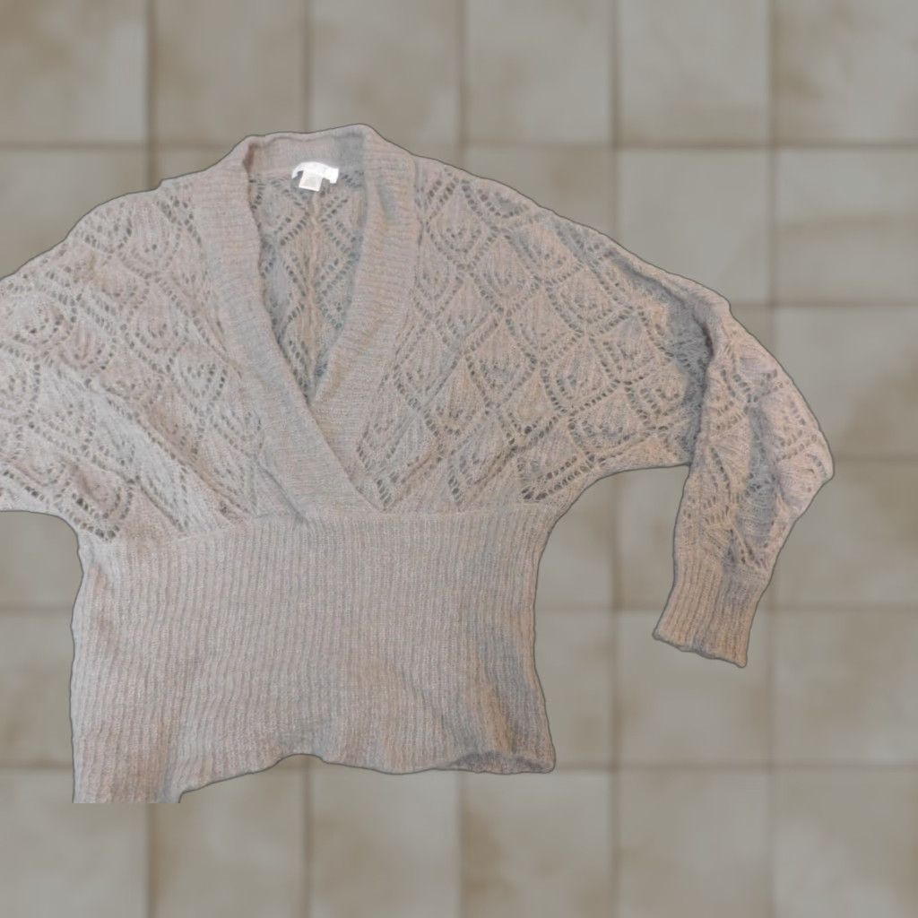 Loft LOFT Sweater Pullover Brown V-Neck Mohair Wool Knit Rib Knit Long Sleeve Ladies Petite XL? Size L / US 10 / IT 46 - 1 Thumbnail