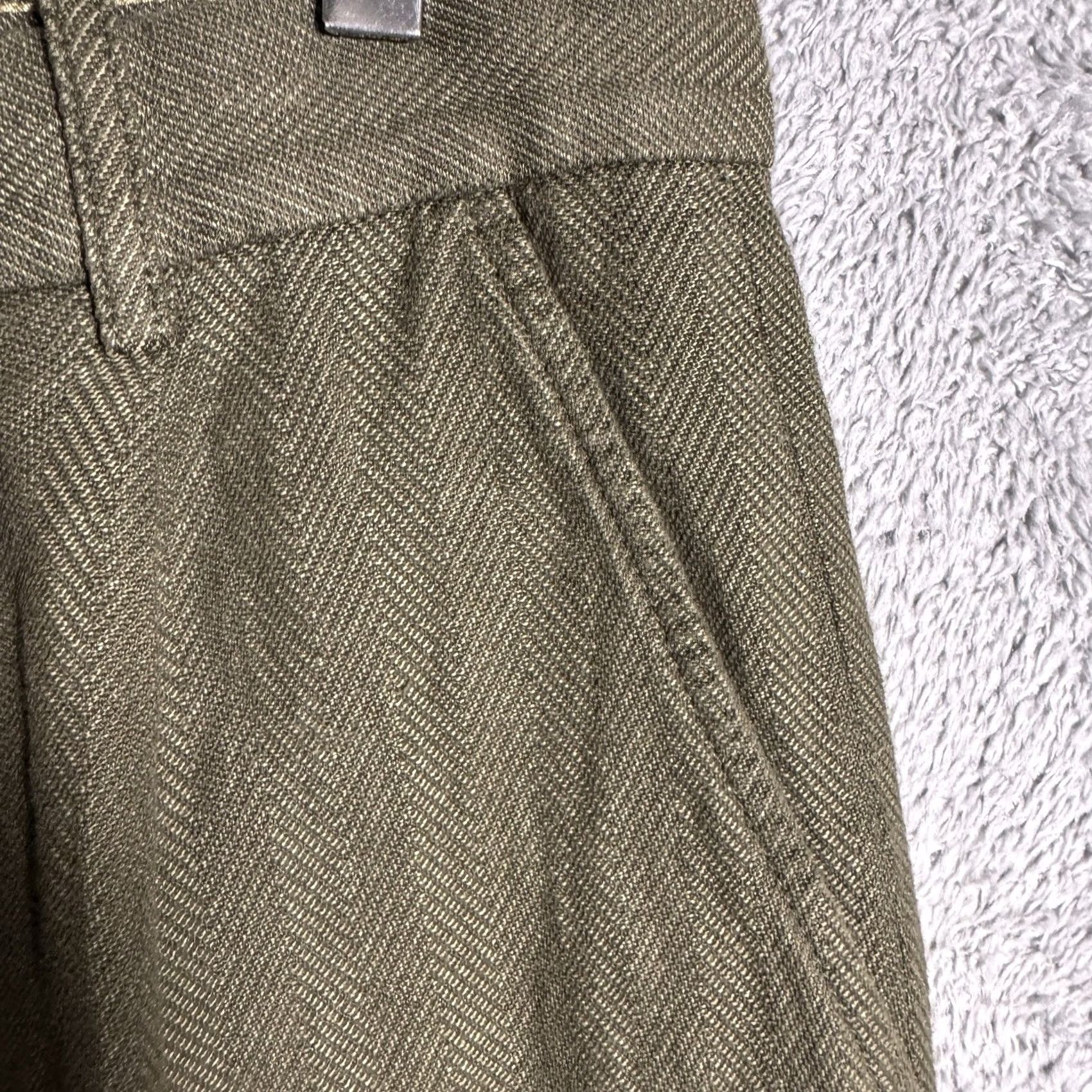 Banana Republic Banana Republic Women Wide Leg Pant High Rise Herringbone Green Linen Blend 32x34 Size 24" / US 00 / IT 34 - 4 Thumbnail