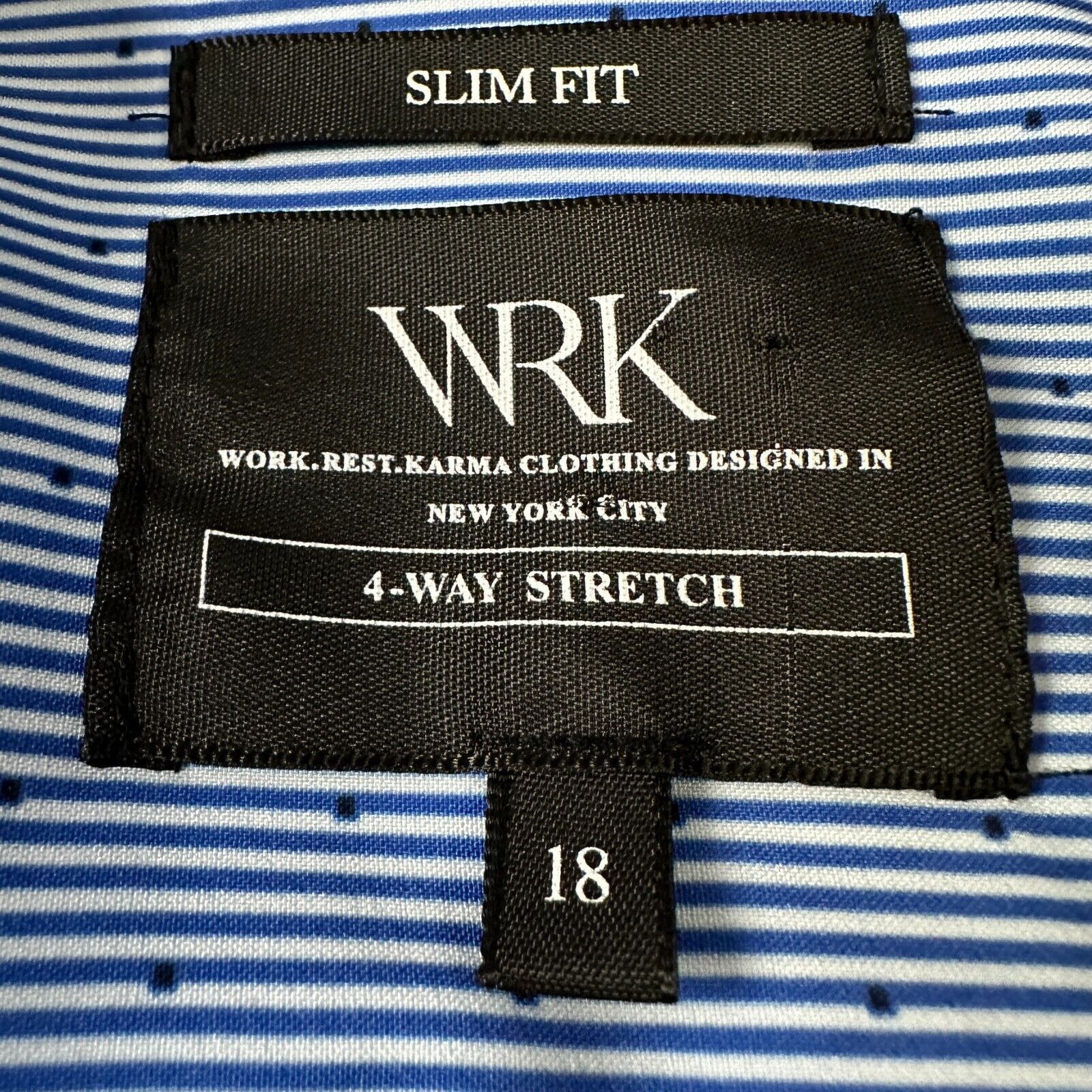 Other WRK Dress Shirt Men's 18 Blue 4 Way Stretch Slim Spread Size US XL / EU 56 / 4 - 6 Thumbnail