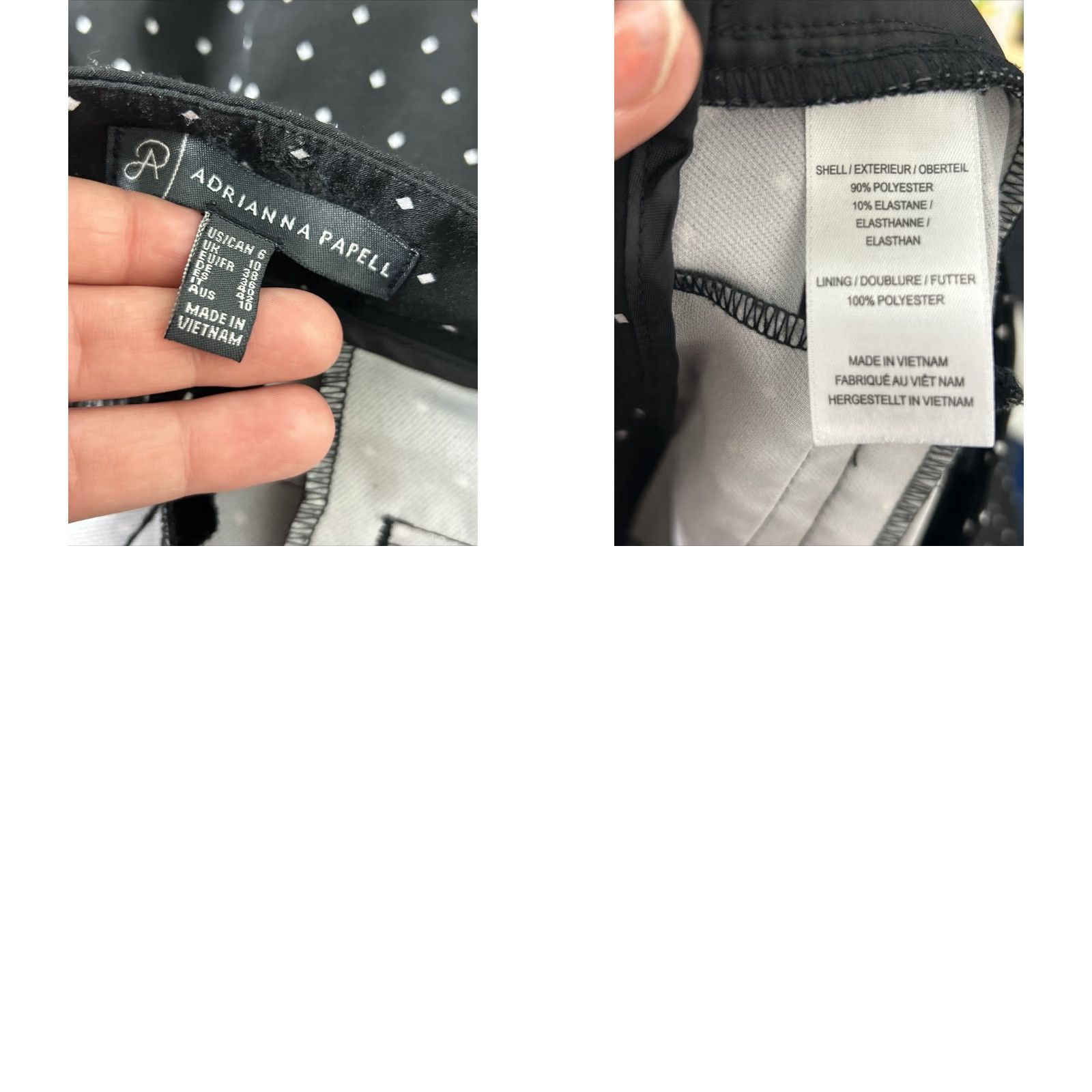Adrianna Papell Adrianna Papell Slim Straight Pants Women Black Polka Dot Dress Pants Size 6 Size 28" / US 6 / IT 42 - 9 Thumbnail