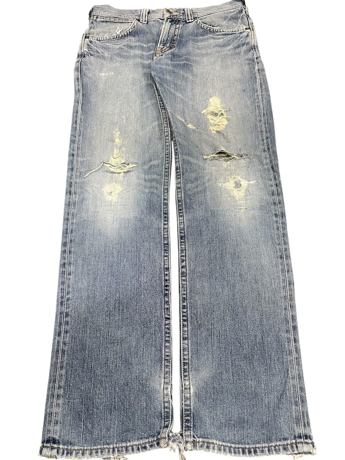 Japanese Brand Wrangler Vintage Distressed Wide Leg Jeans Y2K Grunge Size US 32 / EU 48 - 1 Thumbnail