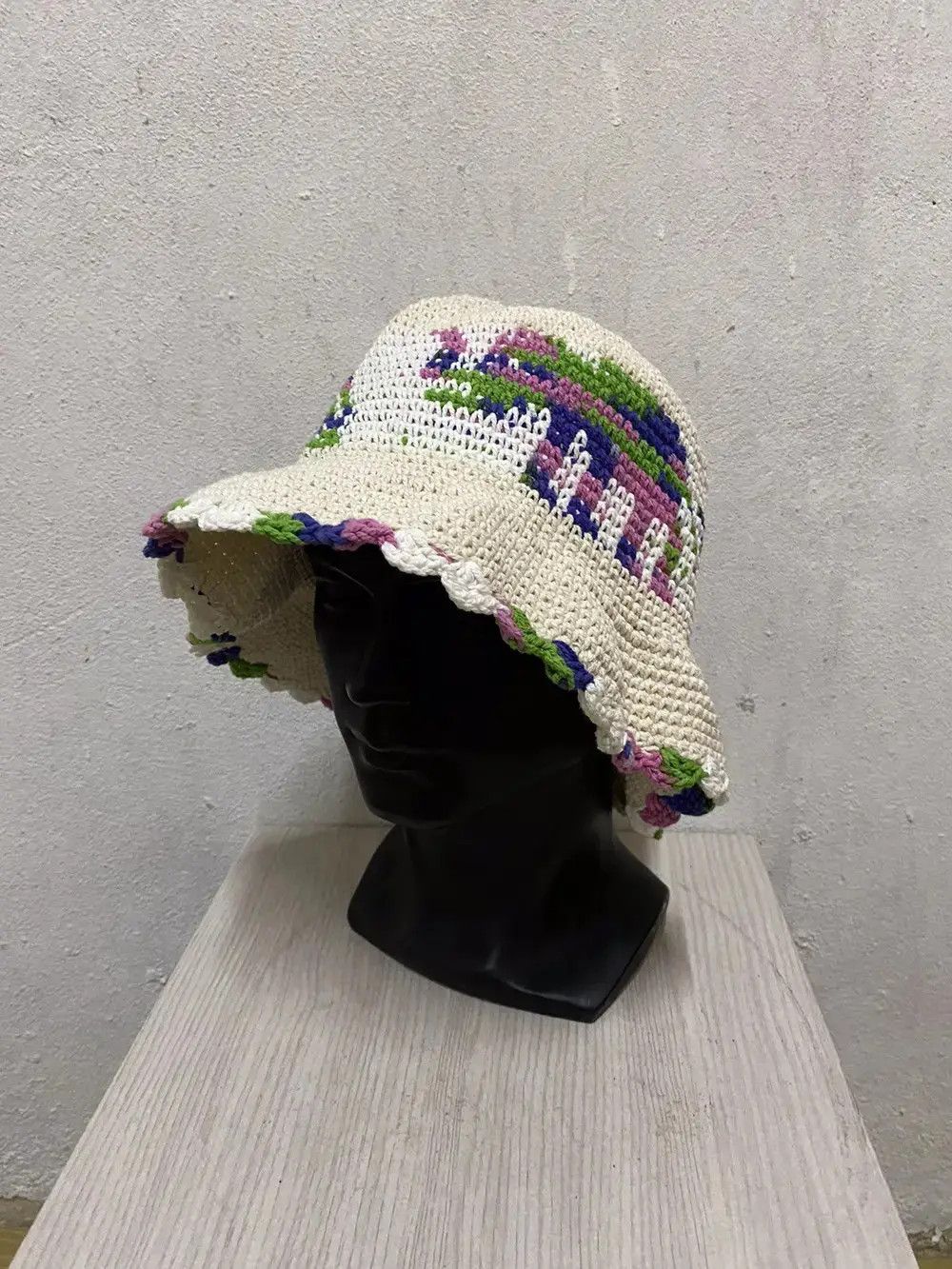 Vintage Japanese Brand Crochet Bucket Hat Size ONE SIZE - 2 Thumbnail