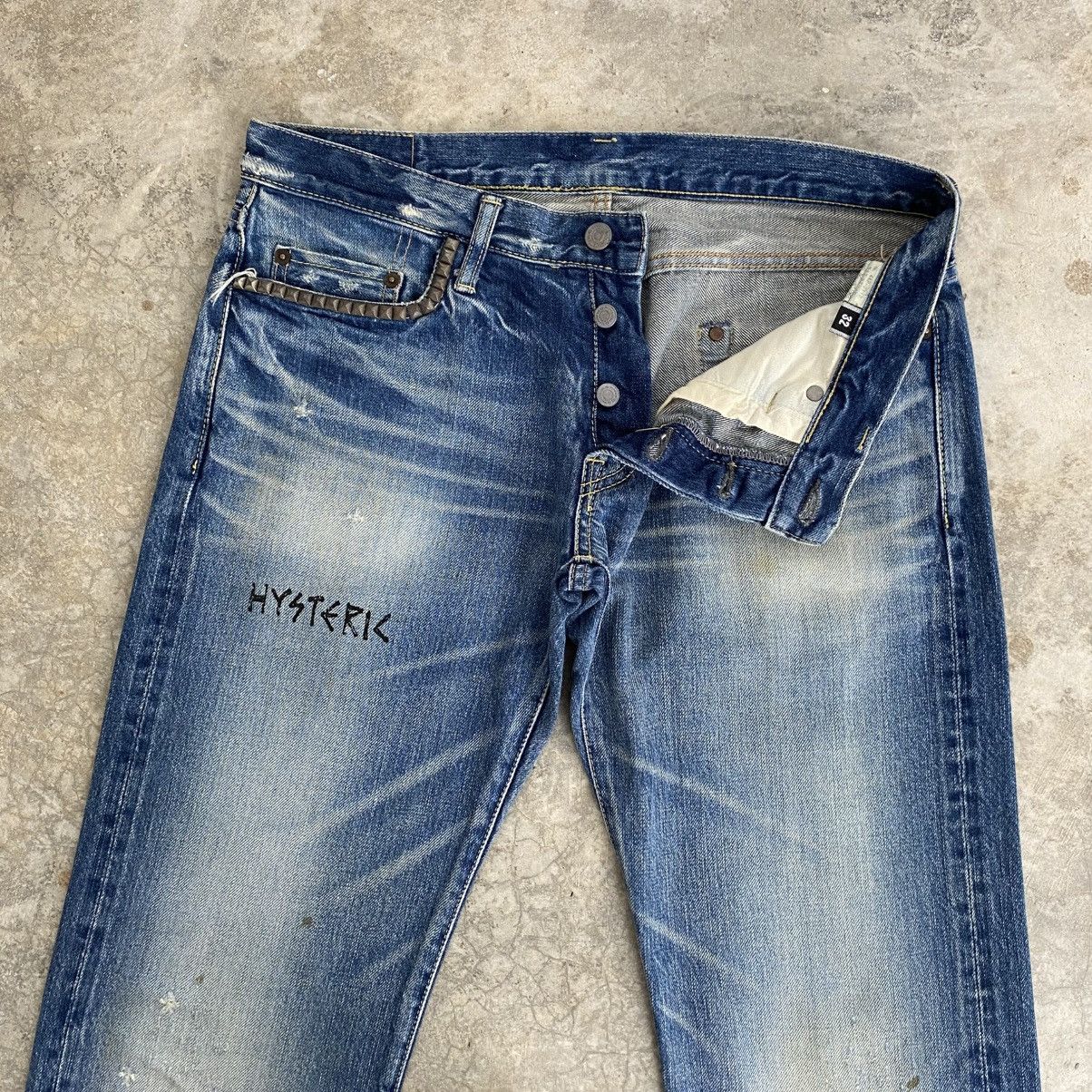Hysteric Glamour 2000’s Hysteric Glamour Studded Distressed Selvedge Jeans Size US 31 - 11 Thumbnail