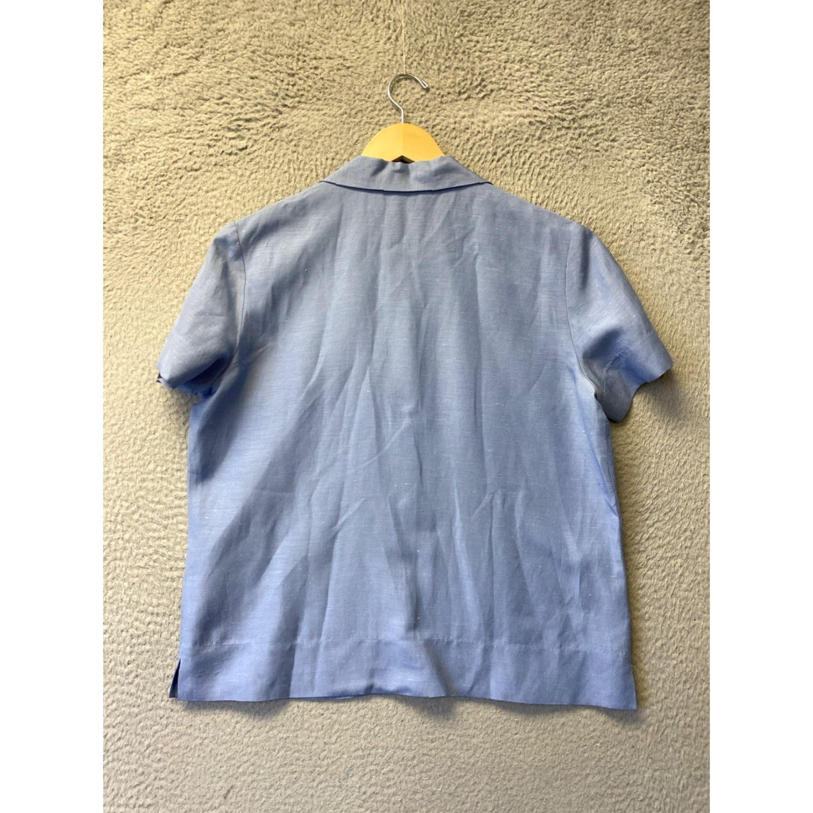 Eddie Bauer Eddie Bauer Women’s Button Shirt L Linen Blend Blue Short Sleeve Casual Business 14828 Size L / US 10 / IT 46 - 5 Thumbnail