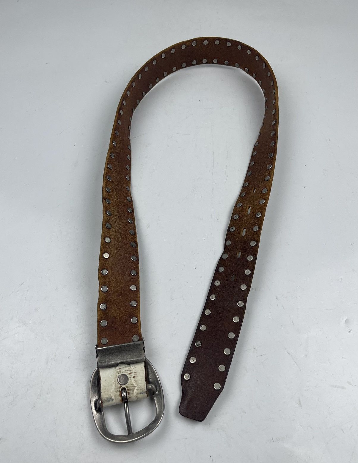 Japanese Brand × Seditionaries distressed studded leather belt tc25 Size 34 - 7 Thumbnail