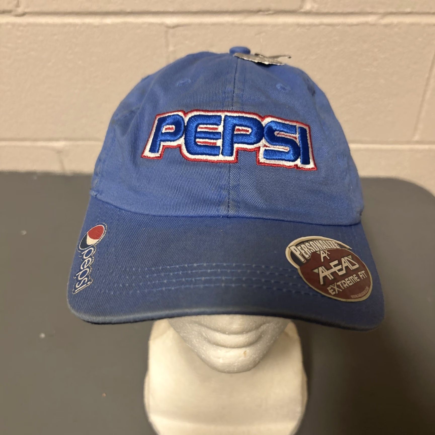 Vintage Ahead Pepsi Headwear Blue Hat Baseball Cap Adjustable NWT Extreme Fit Unisex Adults Cotton Cap Men Women Adjustable Blue NWT Size ONE SIZE - 3 Thumbnail