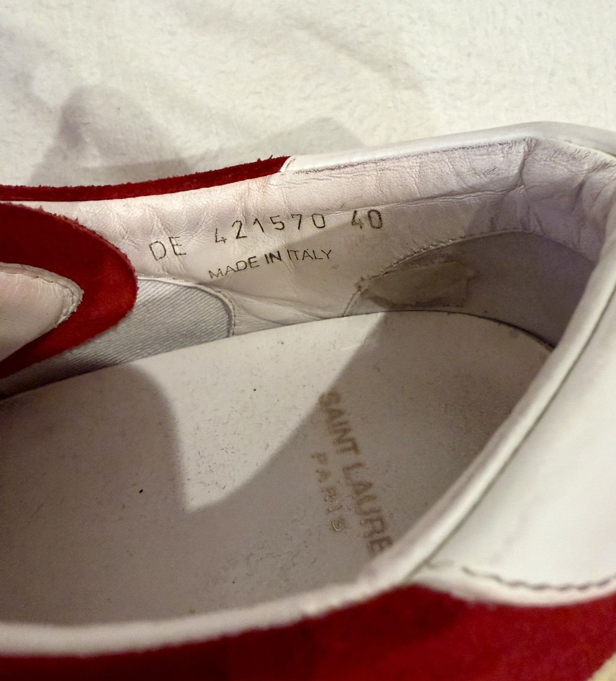 Saint Laurent Paris Saint Laurent Red Suede Low-Top Sneakers – EU 40 Size US 7 / EU 40 - 7 Thumbnail