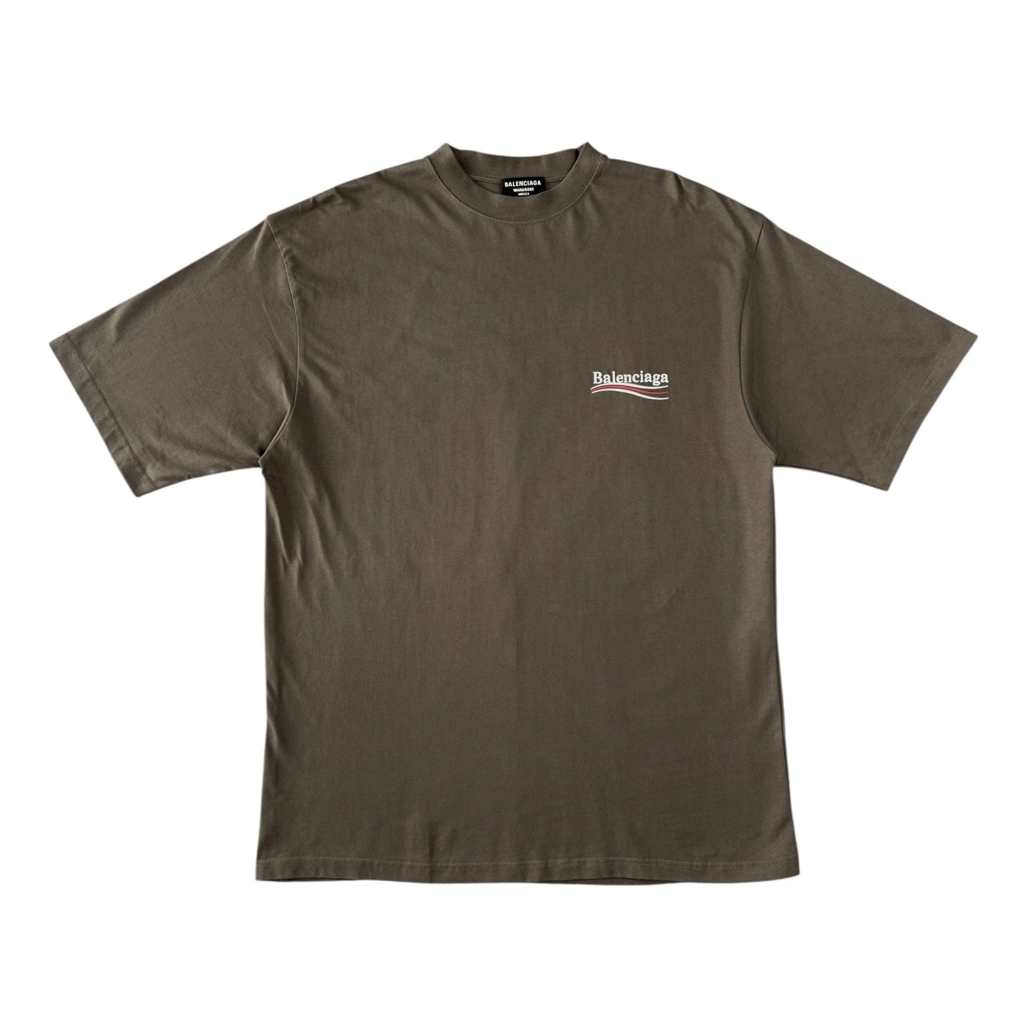 Balenciaga Campaign Logo Short Sleeve Tee Shirt Olive Green Size US M / EU 48-50 / 2 - 1 Thumbnail
