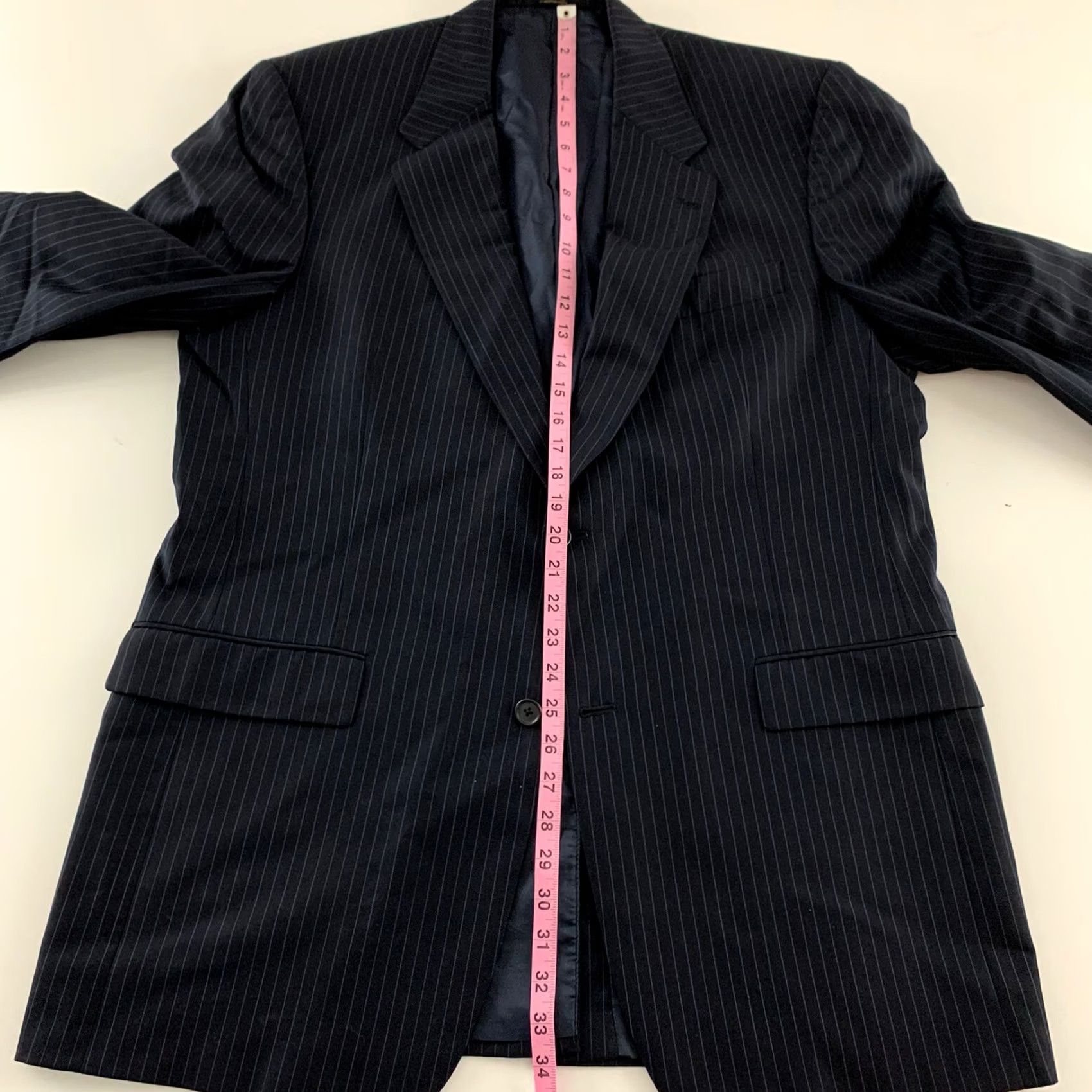 Hart Schaffner Marx Hart Schaffner Marx Striped 2 Button Suit Jacket Men 43 L Blue Big & Tall Size 46R - 4 Thumbnail