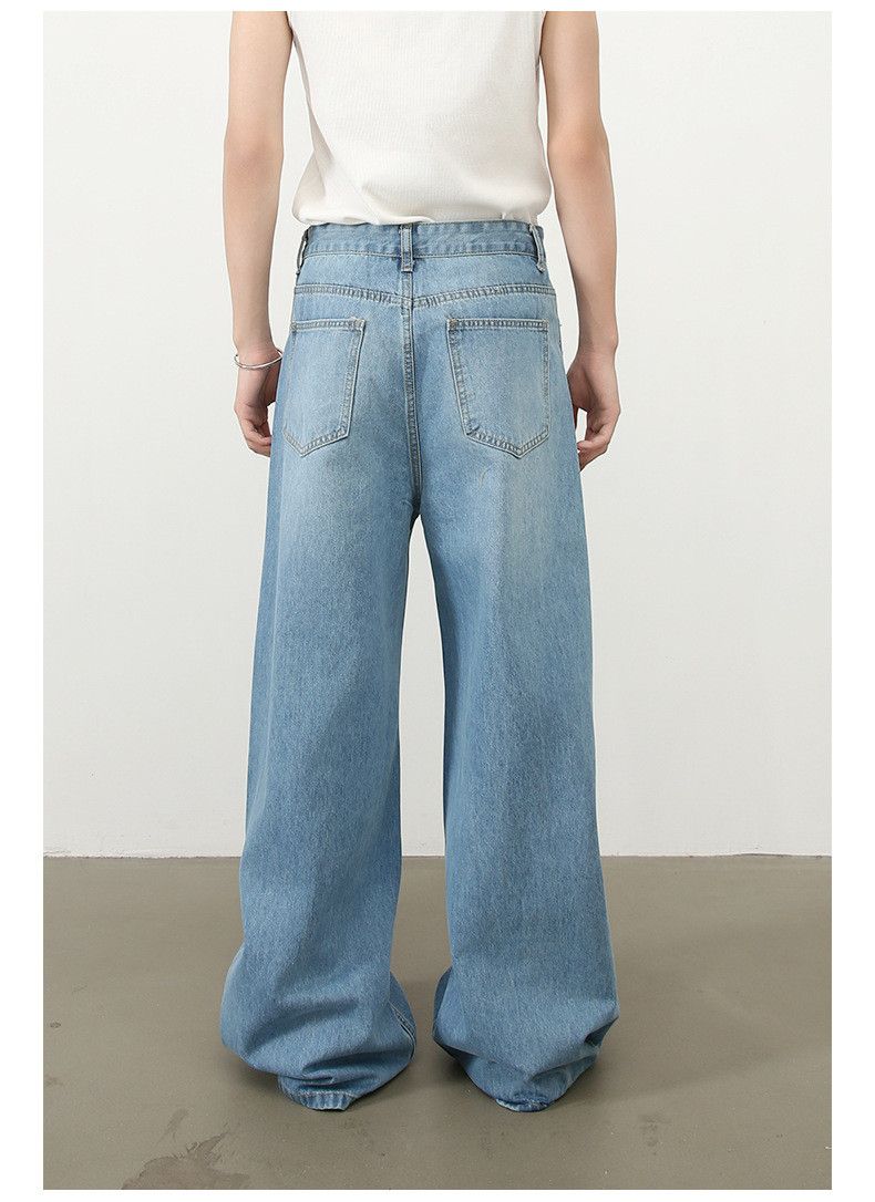 Japanese Brand American washed men's loose straigh whiskered blue jeans Size US 32 / EU 48 - 5 Thumbnail